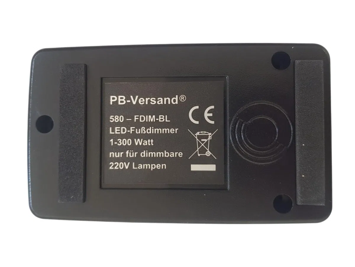 LED Fußdimmer schwarz 100W/300W stufenlos dimmbar für dimmbare LED Leuchtmittel Dimmschalter Schnur-Zwischendimmer Dimmer geräuschlos (Fußdimmer 100W schwarz)
