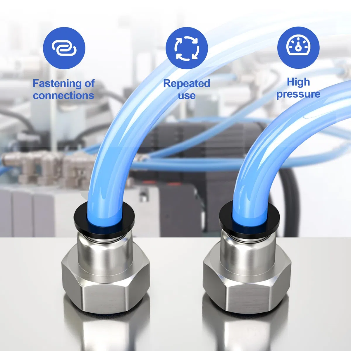 Bwintech 10 Stück 8mm Schlauch-AD x 1/2" BSP-Innengewinde, gerade, zum Einstecken, Pneumatik-Adapter, PCF8-04 Schnellverschluss für Luftleitungen