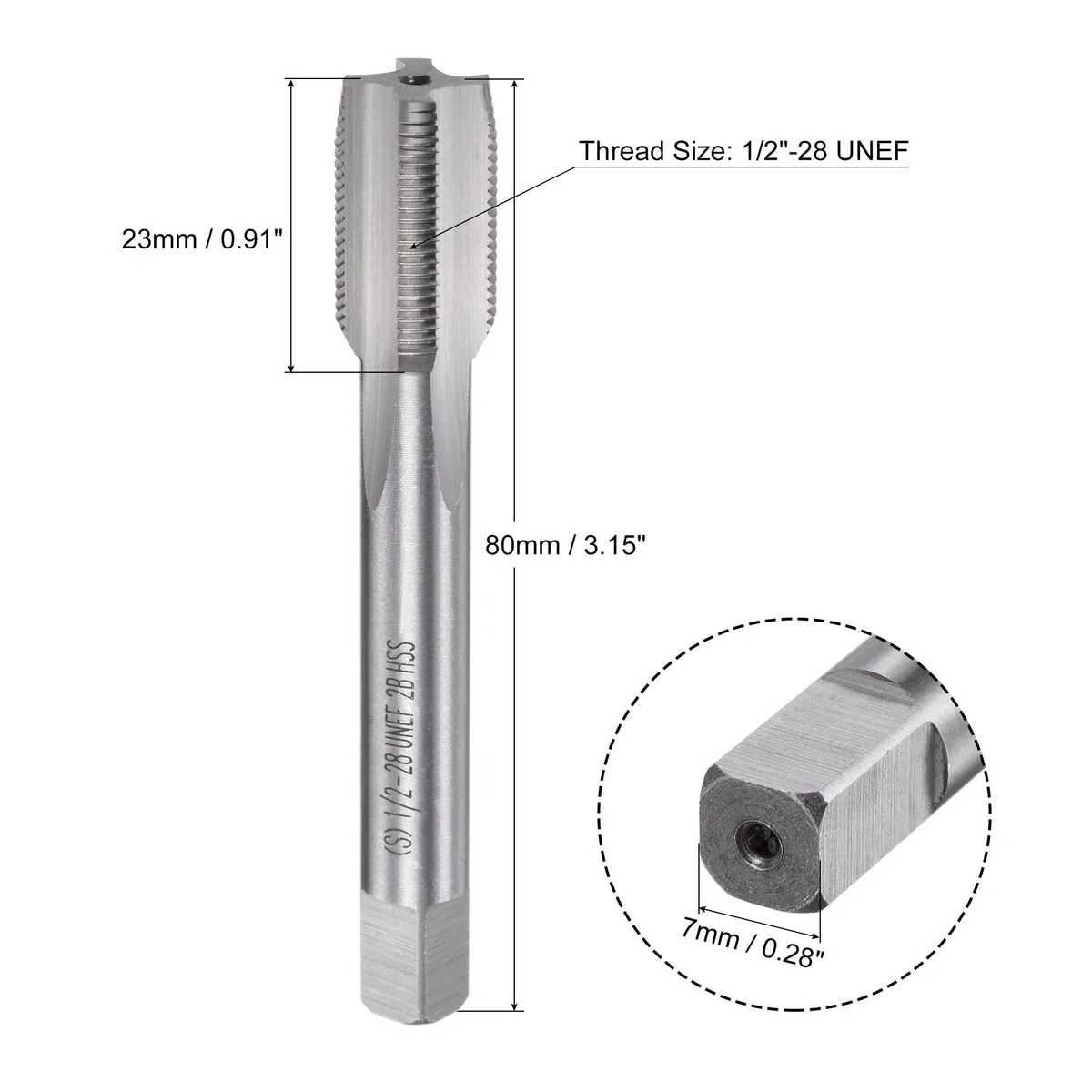sourcing map Gewindefräser 1/2"-28 UNEF M42 HSS 4 gerade Fluten Bohrer 2B Toleranzklasse