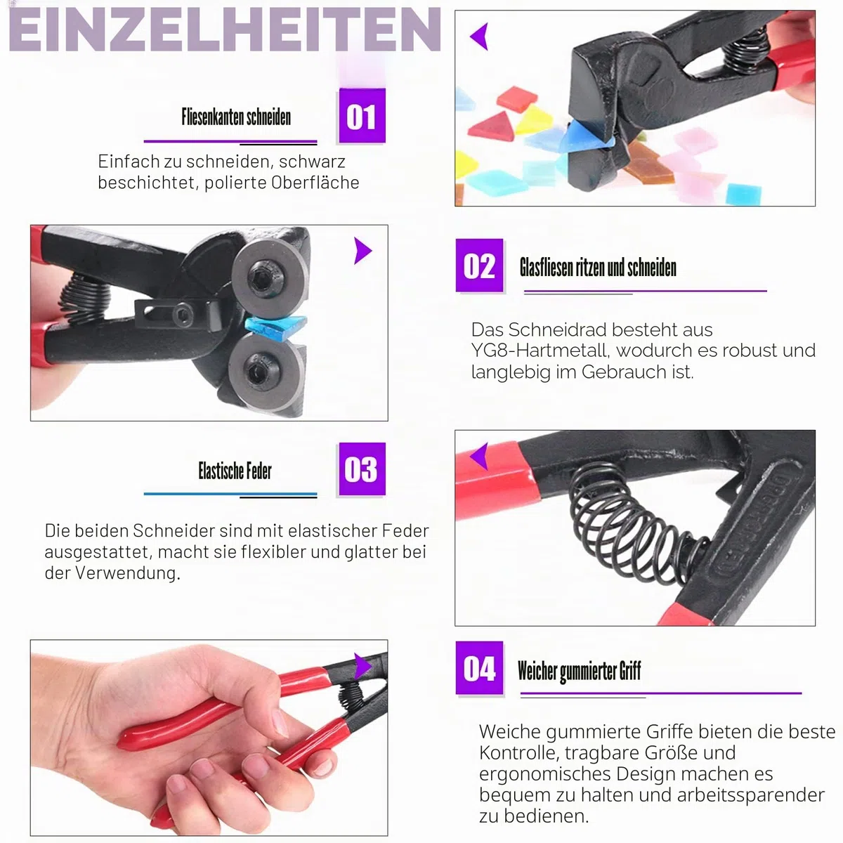 Swpeet 2Pcs Mosaic Tools Set, einschließlich Heavy Duty Glas Mosaik schneiden Zange und Fliese Zange, gehärtete Legierung Stärke Stahl perfekt für DIY Fliese Mosaik Cutter