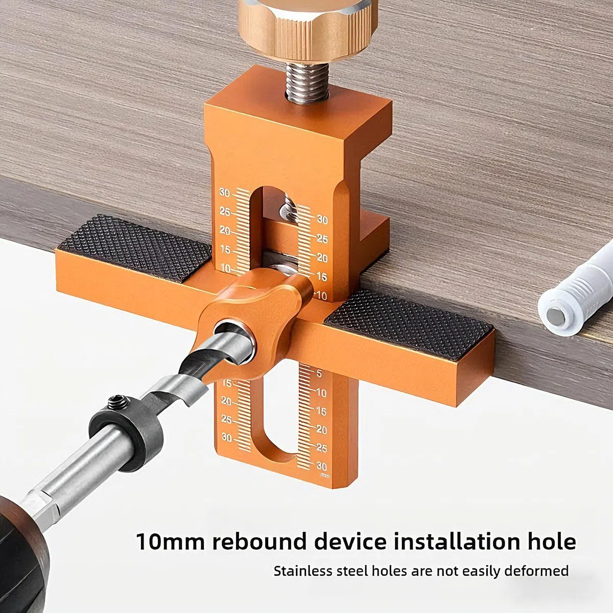 Schranktür Installationspositionierer Set, Bohrschablone | Installationspositionierer mit 3 Bohrern (6/8/10mm), Einstellbare Montagehilfe für Exakte Bohrungen
