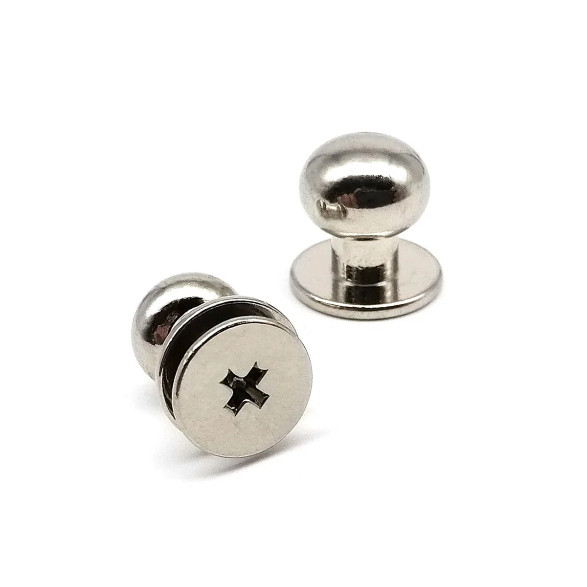 20 Stück 5–10 mm massives Messing, Kupfer, runder Kugelkopf, Chicago-Schrauben-Rückseite, Nippel-Bolzen, Nagelniete for Ledertasche, Geldbörse, Gürtelreparatur(Silver,Head Diameter 5mm)