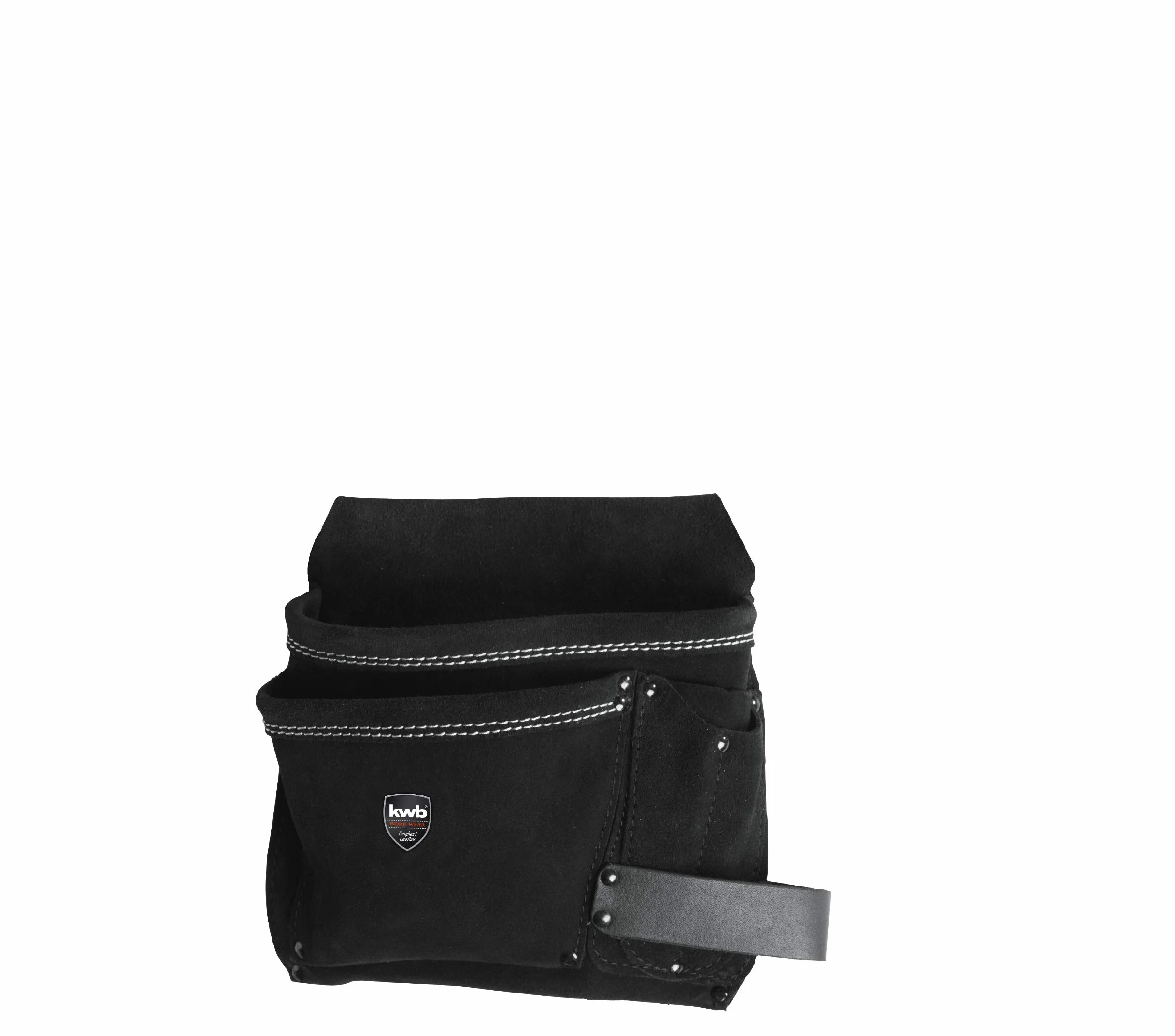 kwb Werkzeug-Gürteltasche aus robustem Rindsspaltleder - Praktischer Werkzeughalter mit großen und kleinen Taschen - Doppelte Nahtreihe mit Nieten für zusätzliche Sicherheit