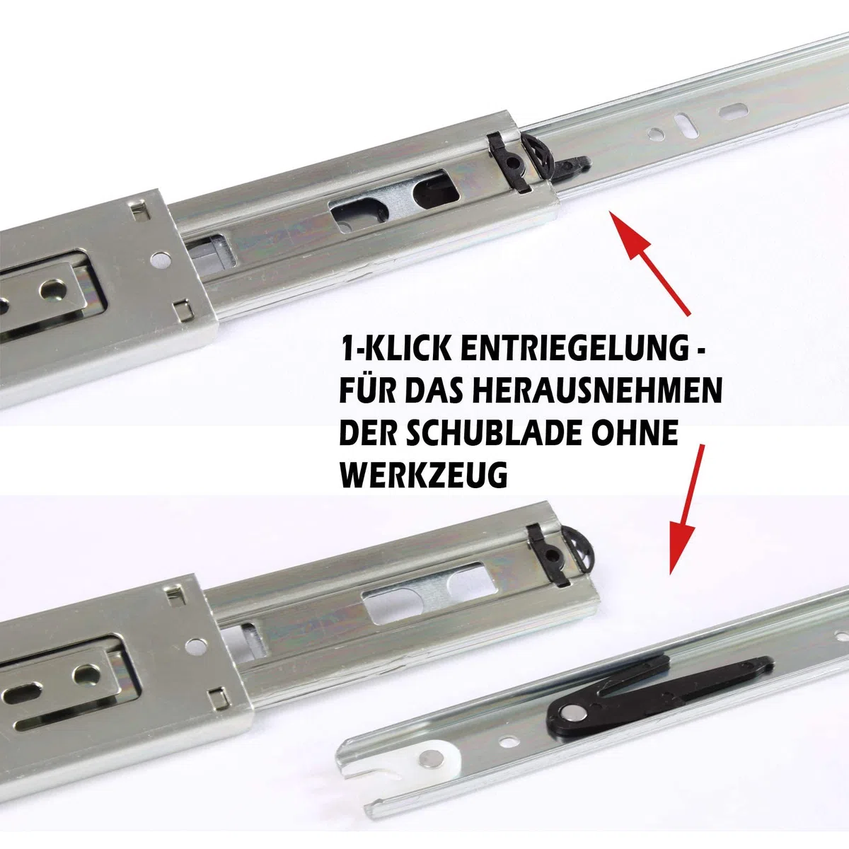 BRESKO 1 Paar (2 Stk.) Schubladenschienen 30-70 cm Vollauszug mit und ohne SoftClose Selbsteinzug Kugelführung (45cm mit SoftClose)