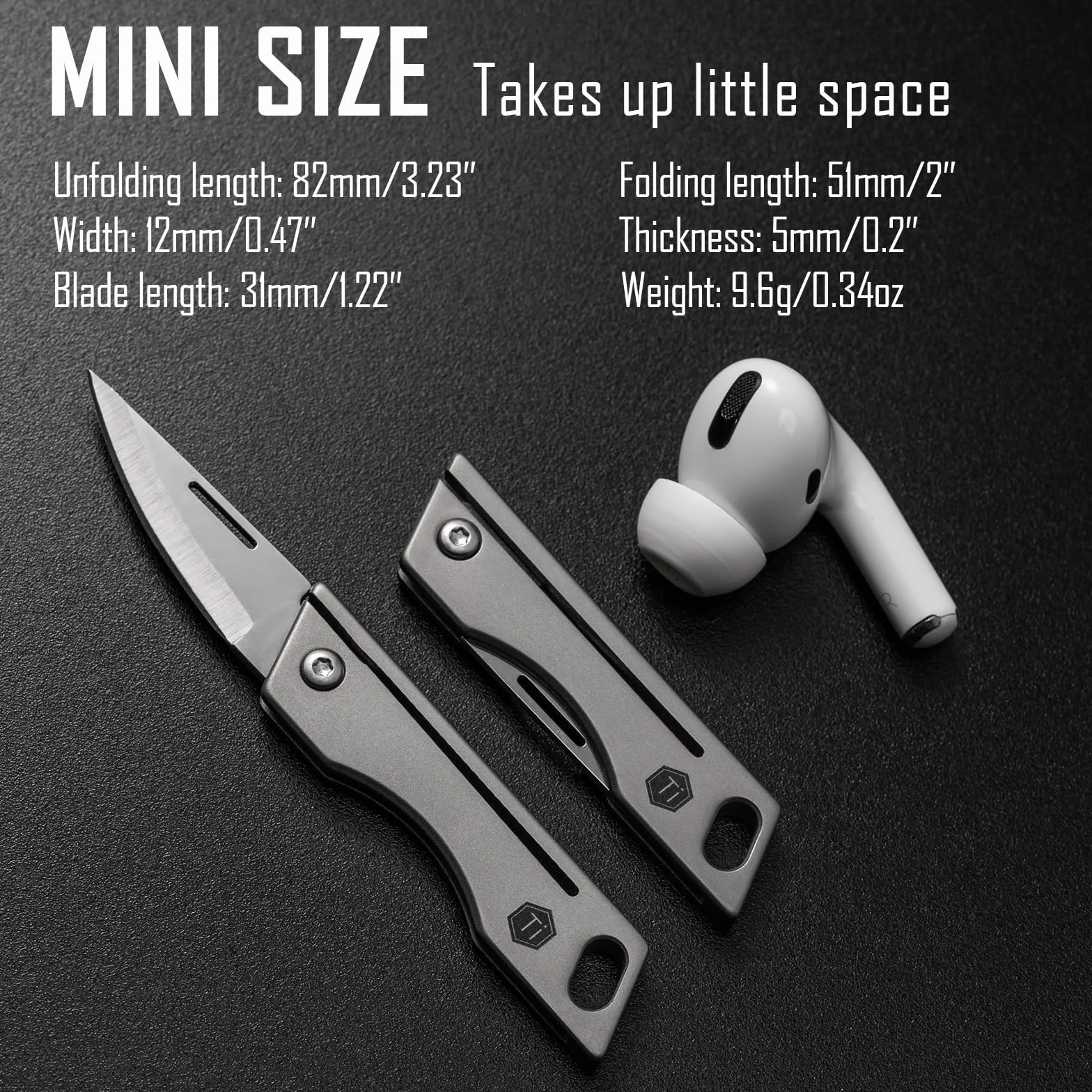 KeyUnity KK06 Mini-EDC-Taschenmesser, kleines Titan-Klappmesser mit integriertem Schlüsselloch für den täglichen Gebrauch