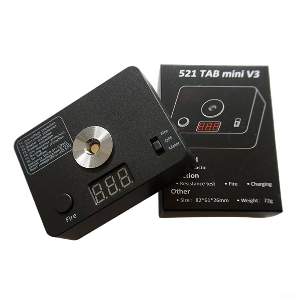 Ohm Resistance Tester 521 Tab Mini Coil Burn Measurement Platform V3 0.01-9.99Ω Range LED Display Portable Device Black