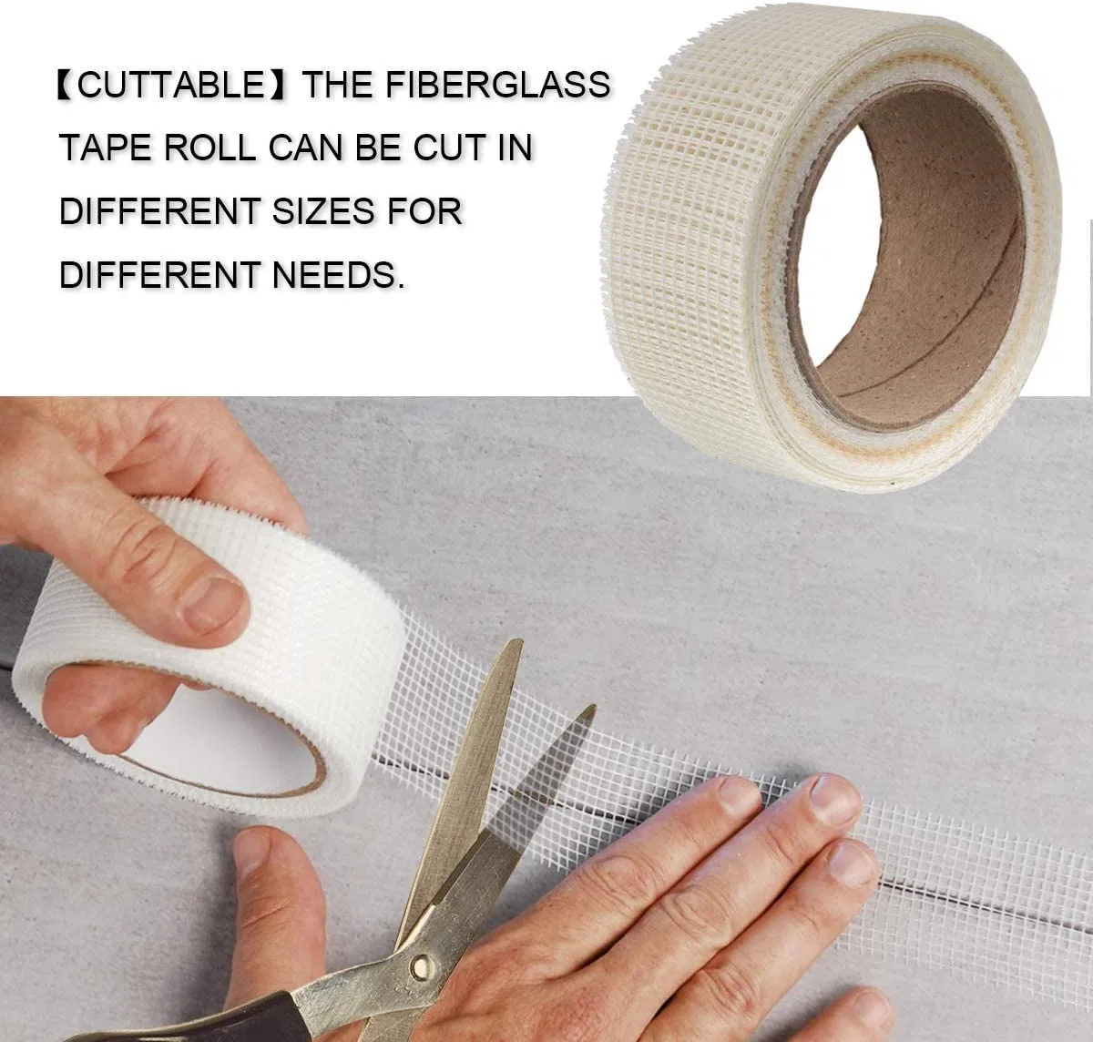 Glasfaser-Gewebeband Selbstklebend, Fiberglas Stoff Maschen Band Gewebe Rolle, Reparaturband zum Füllen von Rissen und Reparieren Fugen in Wänden, Gitterrißbrücke -30 cm X 25 m(12″X 82′)