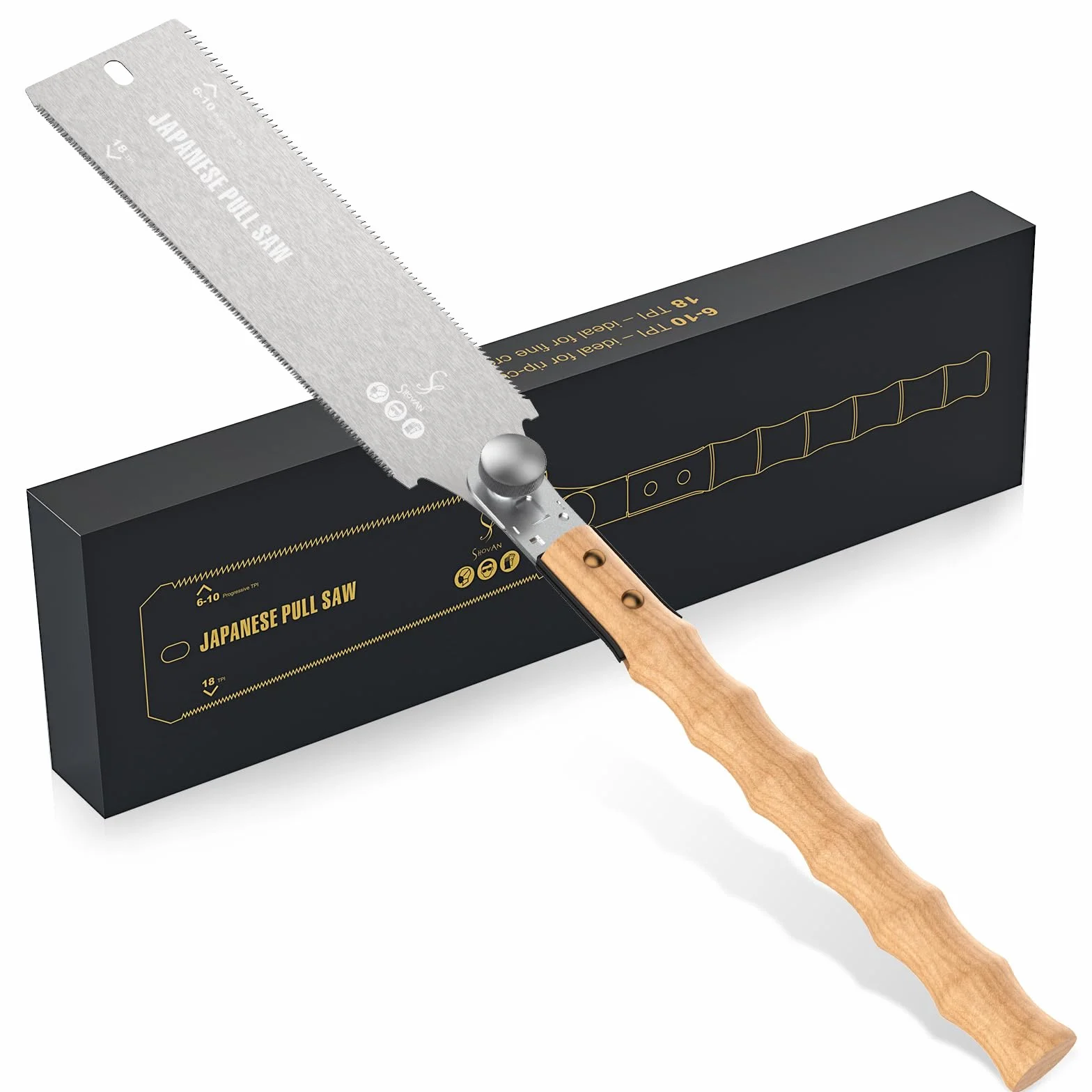 Profi Ryoba Japansäge, Abnehmbar Handsäge 233mm aus SK5 Karbonstahl, Doppelte Kante Progressiv 6-10/18 ZpZ Holzsäge für Heimwerk Japanische Säge Feinsäge für Querschnitt, Längsschnitt