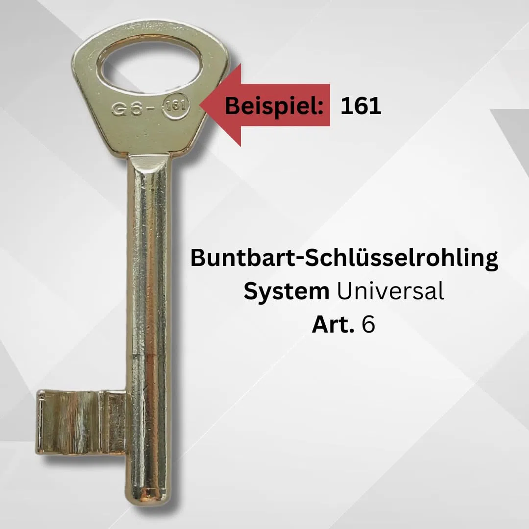 Buntbartschlüssel Universal 946 – Ersatz- & Zusatzschlüssel für Buntbart-Schlösser | Präzisions-Schlüssel nach Wahl der Schließung | Robuste Metallausführung | Ideal für Innen­türen & Möbel (68)