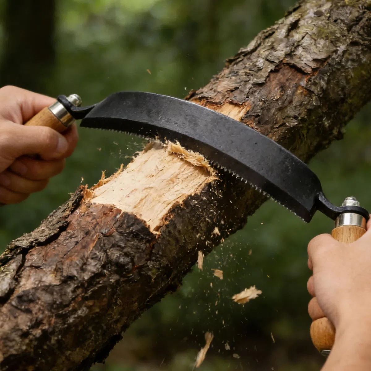 GOMETY 250mm Zugmesser für Holz Geschmiedet, Zugmesser Schäleisen Ziehmesser Reifmesser Gebogen mit Ergonomischen Holzgriffen, Entrindungswerkzeug für Holzbearbeitung und Schnitzer (10 Zoll)