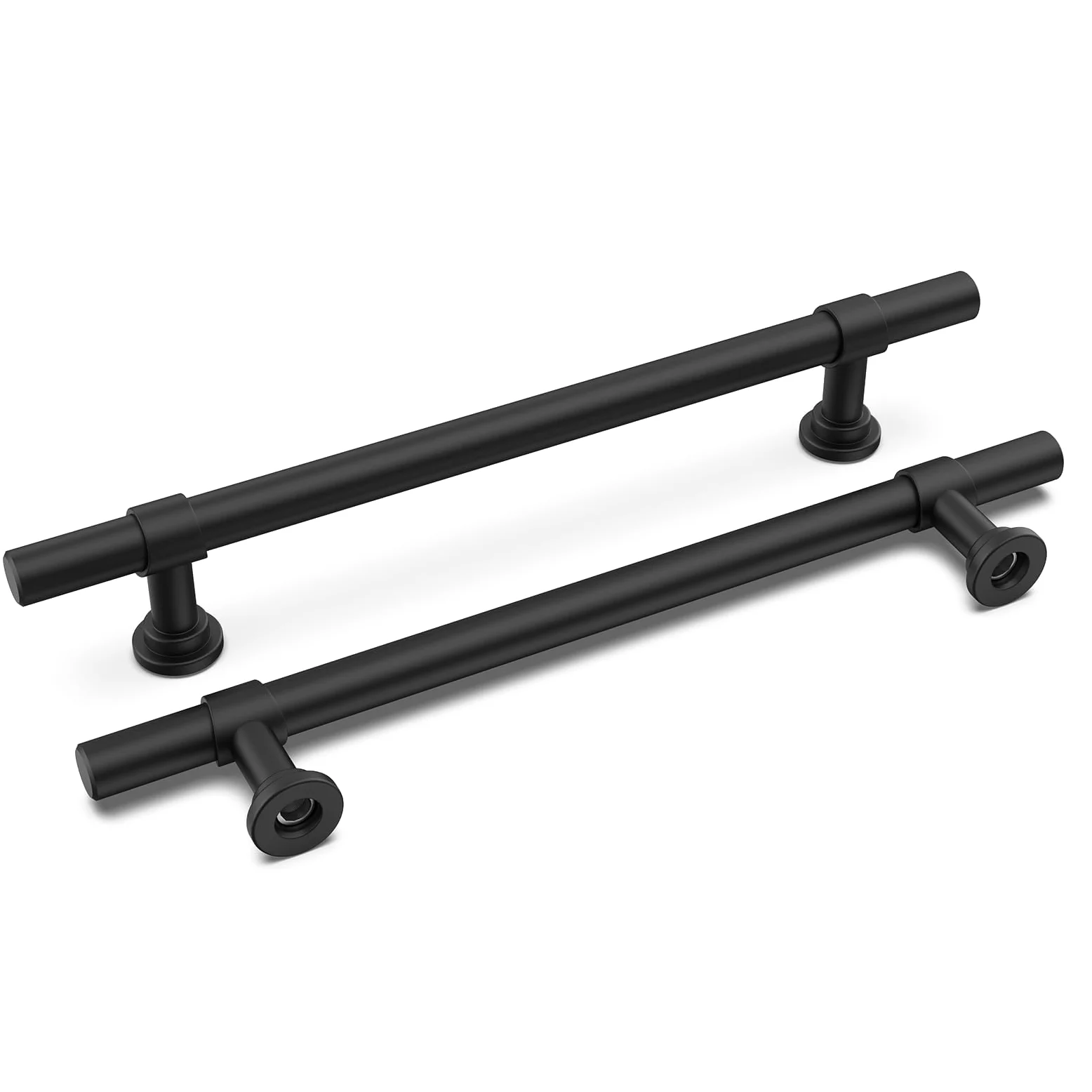 LONTAN 5 Stück Möbelgriffe Schwarz, 160mm lochabstand Griffe für Küchenschränke, Edelstahl Rundrohre + Zink Sockel Hochwertige Schrankgriffe Schwarz, Allgemeiner Stil Griffe Möbel