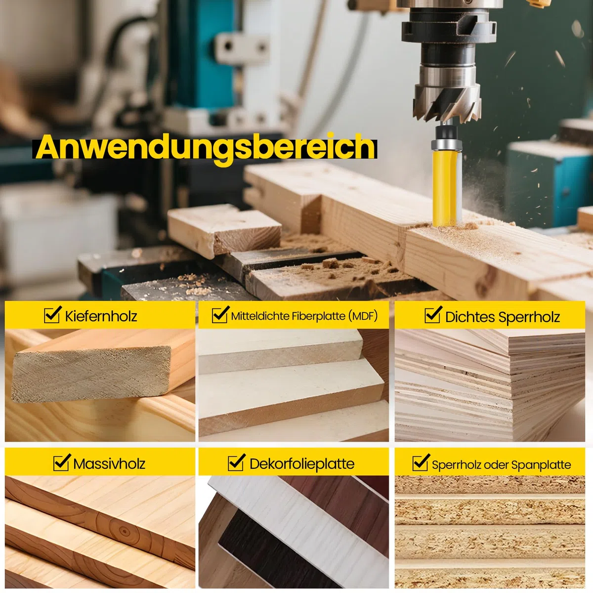 Bündigfräser, 4 Stück Kopierfräser Für Oberfräse, Bündigfräser Schaft 6 mm, Mit Kugellagern Hartmetall Klinge Handlich, Für Holzbearbeitung DIY Zu Hause