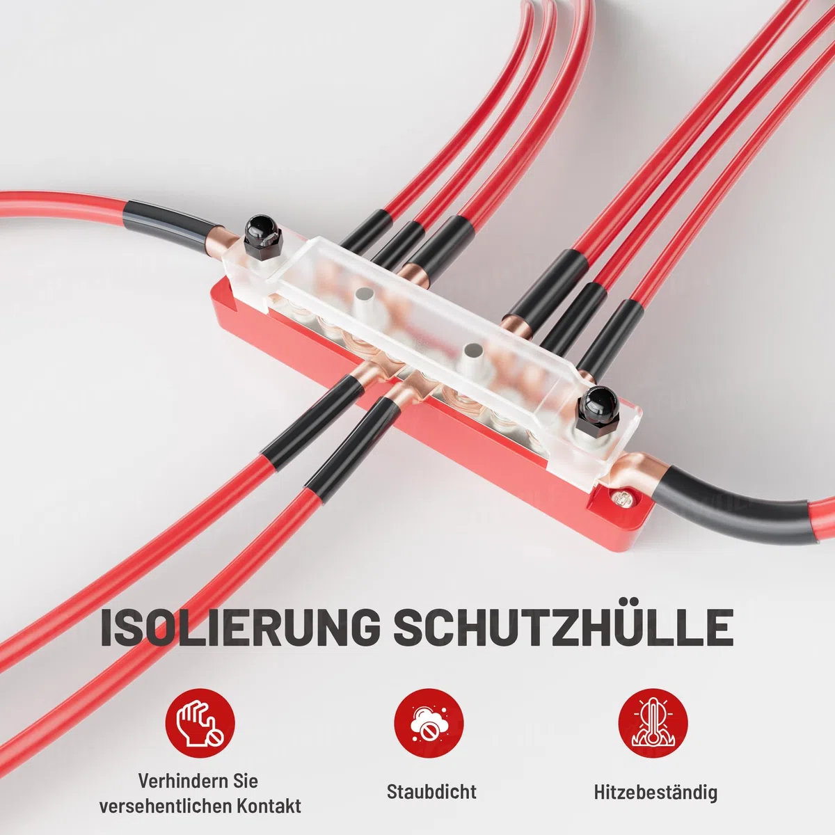 RED WOLF 150A Sammelschiene Verteilerblock 12V-48V DC für Auto Marine RV Wohnmobil Lkw Elektrik System Klemmleisten, Positive Masse Stromverteilungsblock Busbar mit 6 x M4 & 4 x M6 Klemmenbolzen