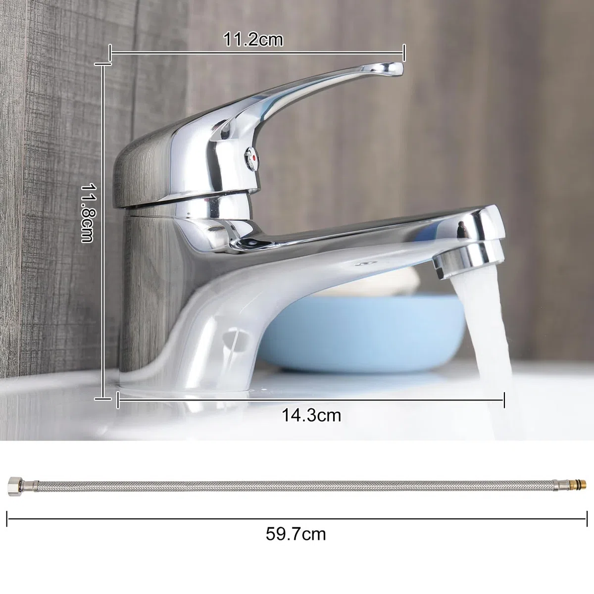 Wasserhahn Bad-Mischbatterie, Waschtisch-Einhebelarmatur Waschtischarmatur mit Geräuscharmem Keramischem Ventilkern, Armatur für Waschbecken Badezimmer