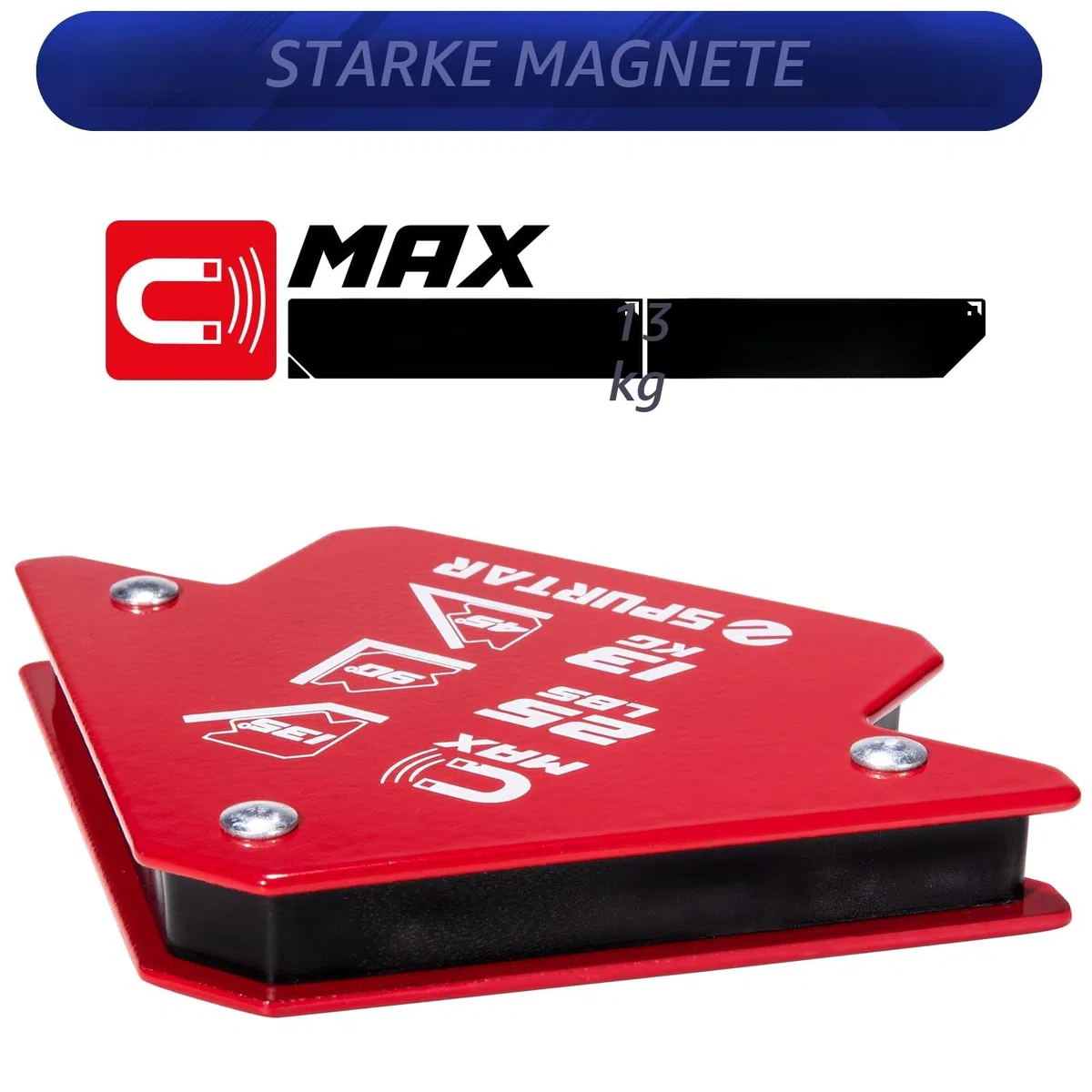 Spurtar 6 Stücke Schweissmagnet Set, 13KG Schweißmagnete und Klemmen, Starker Magnetwinkel Schweißwinkel, Pfeilmagnet, Metallarbeiten, Mig-Werkzeuge und Ausrüstung, 45, 90, 135 180 Grad