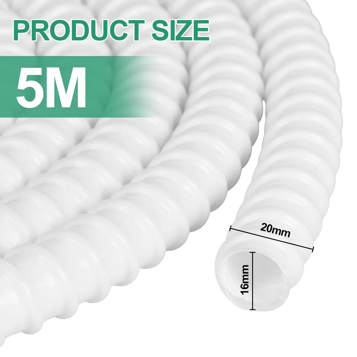 CPROSP Kondensatschlauch Ø16mm (5m), Kondensatschlauch Klimaanlage aus PVC, UV-beständig Ablaufschlauch Klimaanlage, Zuschneidbar, Flexibler Schlauch für Klimaanlagen, Split-Klimageräte
