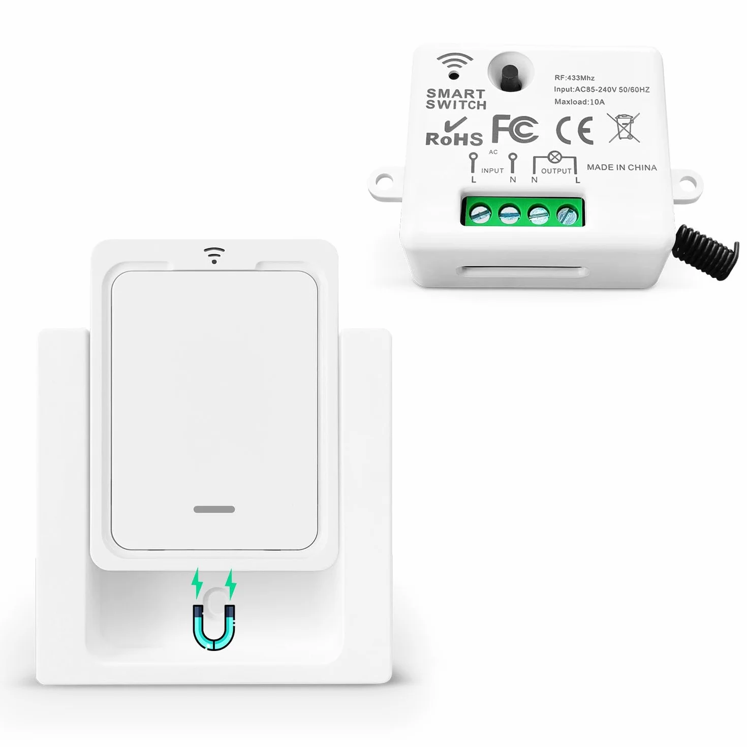 Kabelloses Lichtschalter Satz Funk, Mobiler Funksender Wandsender 2 in 1 Funkschalter Licht 100M Reichweite Funk Lichtschalter Für 230V Lampe Leistung Bis Zu 2500W