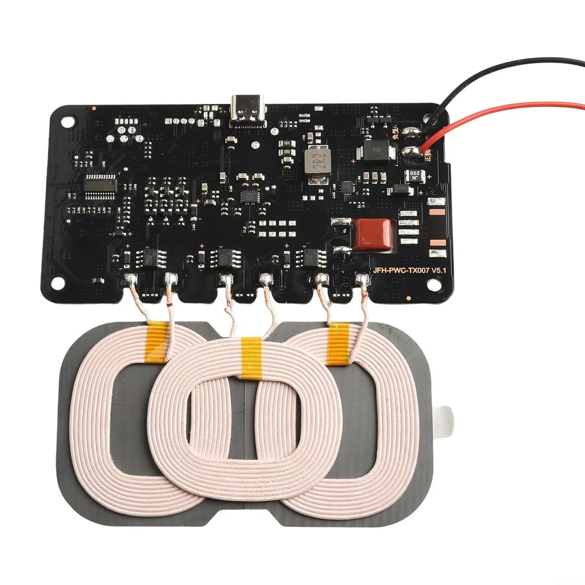 TypeC Wireless Charging Transmitter Module Circuit Board with 3 Coils for 12V and 24V Applications (20w)