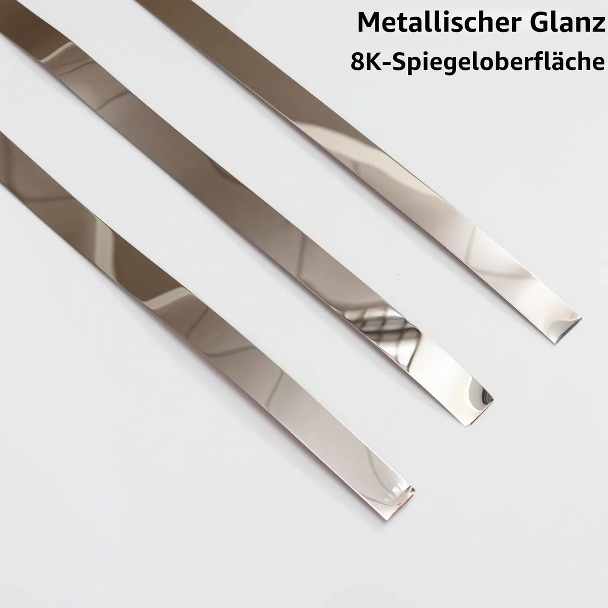 Silberne, metallisierte, spiegelähnliche Zierleiste, Abzieh- und Klebestreifen für Spiegelrahmen, Wand, Kamin und Heimwerkerdekoration (10m x 1cm)