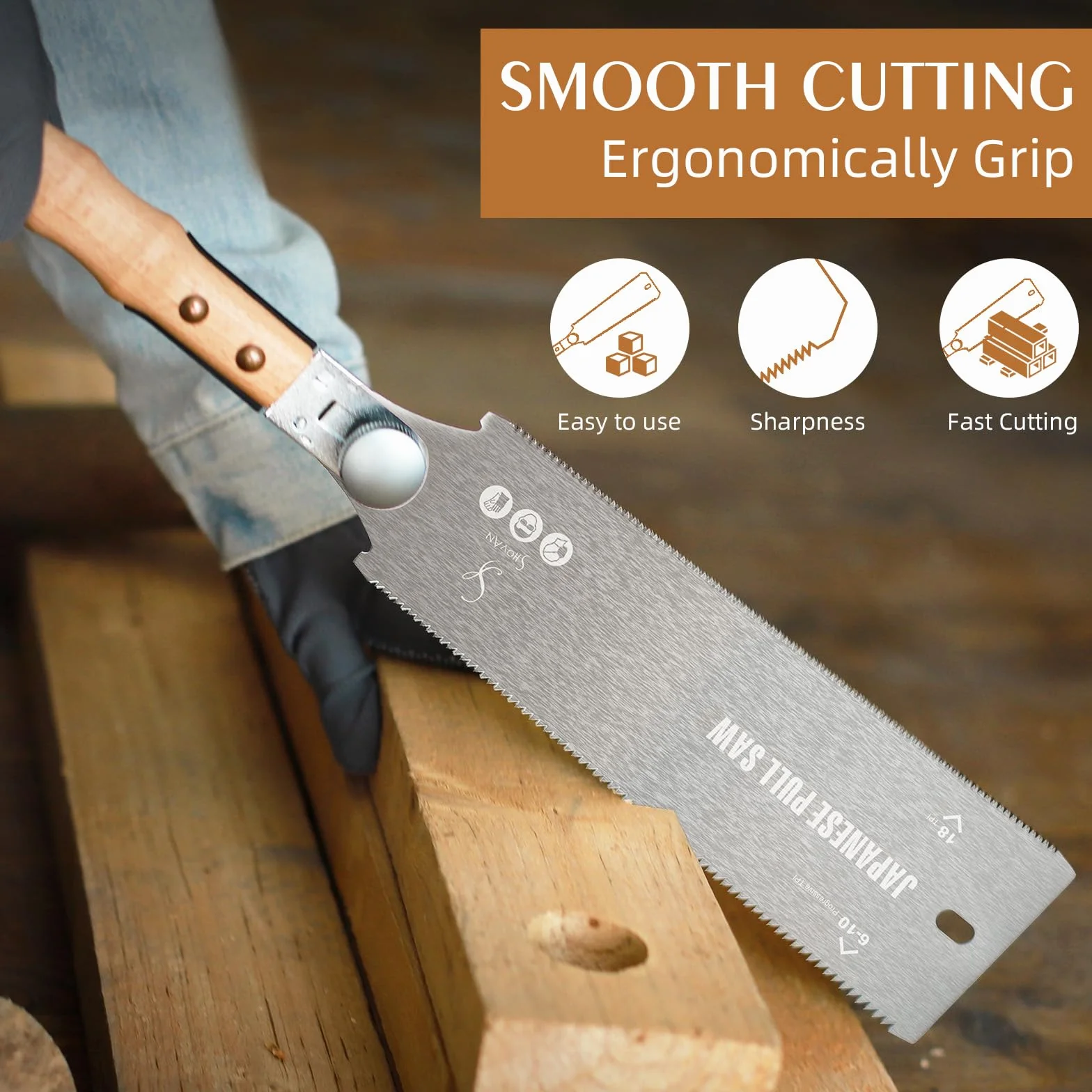 Profi Ryoba Japansäge, Abnehmbar Handsäge 233mm aus SK5 Karbonstahl, Doppelte Kante Progressiv 6-10/18 ZpZ Holzsäge für Heimwerk Japanische Säge Feinsäge für Querschnitt, Längsschnitt