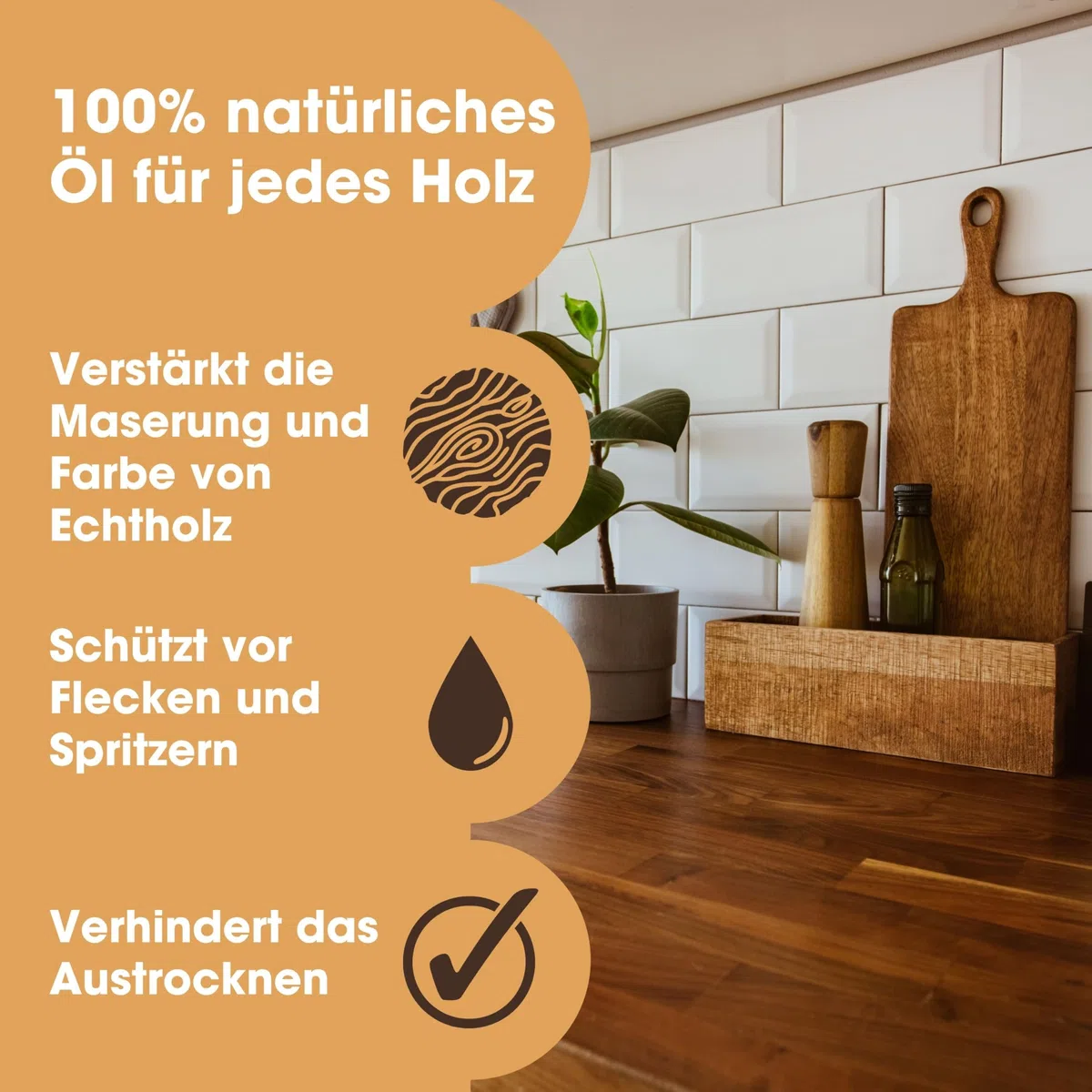 Reines Tungöl von Furniture Clinic - nährt, schützt und verschönert alle Holzgegenstände. Tung Oil ist ein 100% natürliches, lebensmittelechtes Öl für Holz im Innen- und Außenbereich - 500ml