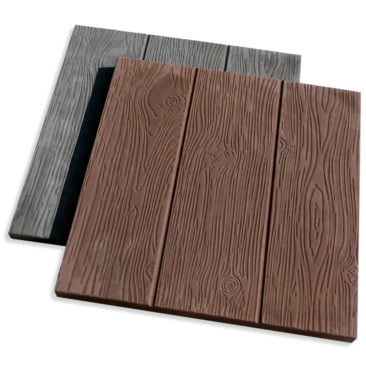 @tec Betonform Schalungsform Gießform Plastikformen für Beton, Terrassenplatte - Trittsteinplatte - Gehwegplatte - Betonplatte - Trittstein Holzoptik 40x40x5 cm