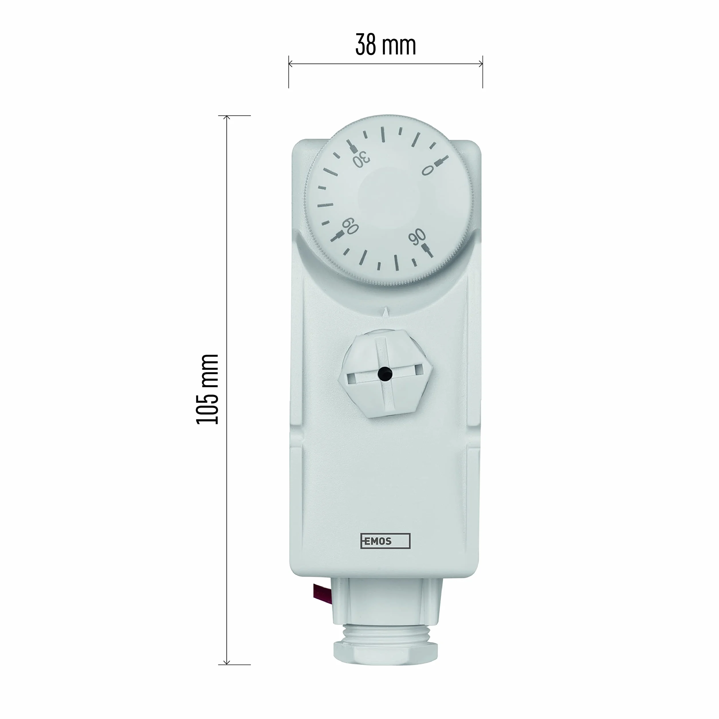 EMOS Thermostat mit Kapillarsensor, analog, Temperaturregler für Heizung, Heizungssysteme, Wasserheizung und Kühlungssysteme, 38 x 54 x 105 mm, Weiß