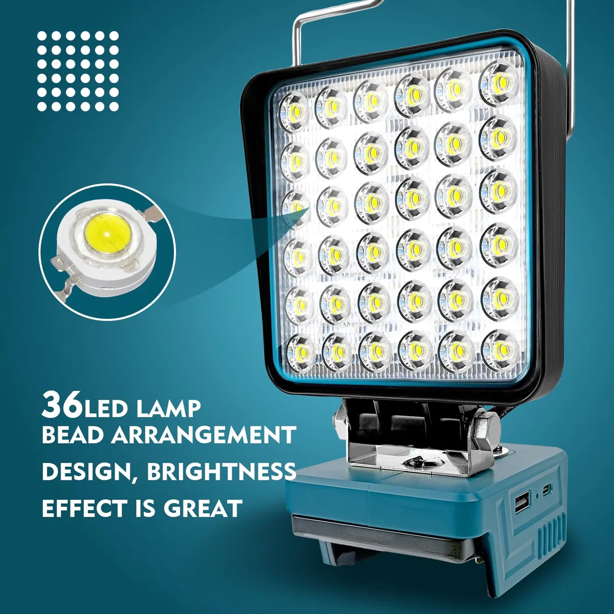 LED Akku Lampe für Makita 14.4V-18V LXT (Kein Akku), Led Strahler Flutlichter Baustellen Lampe, Akku Arbeitslicht mit USB und Typ C Duales Schnellladen(keine Batterie)