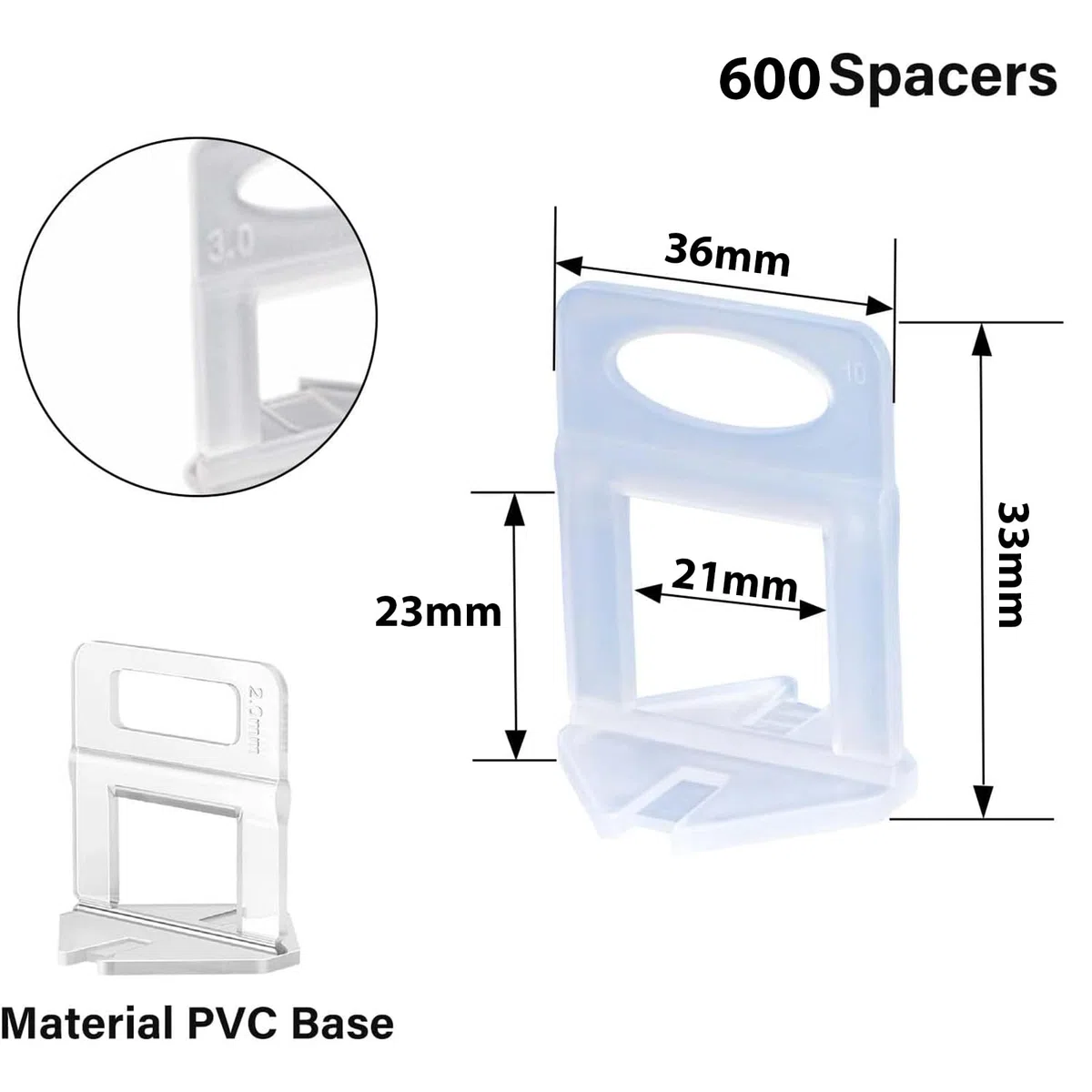 600 Stück Fliesen Nivelliersystem 3mm Zuglaschen, Nivelliersystem Fliesen Nivelliersystem Kit Fugenbreite Verlegehilfe für Fliesen Wandfliesen Bodenfliesen Höhe 3-16 mm