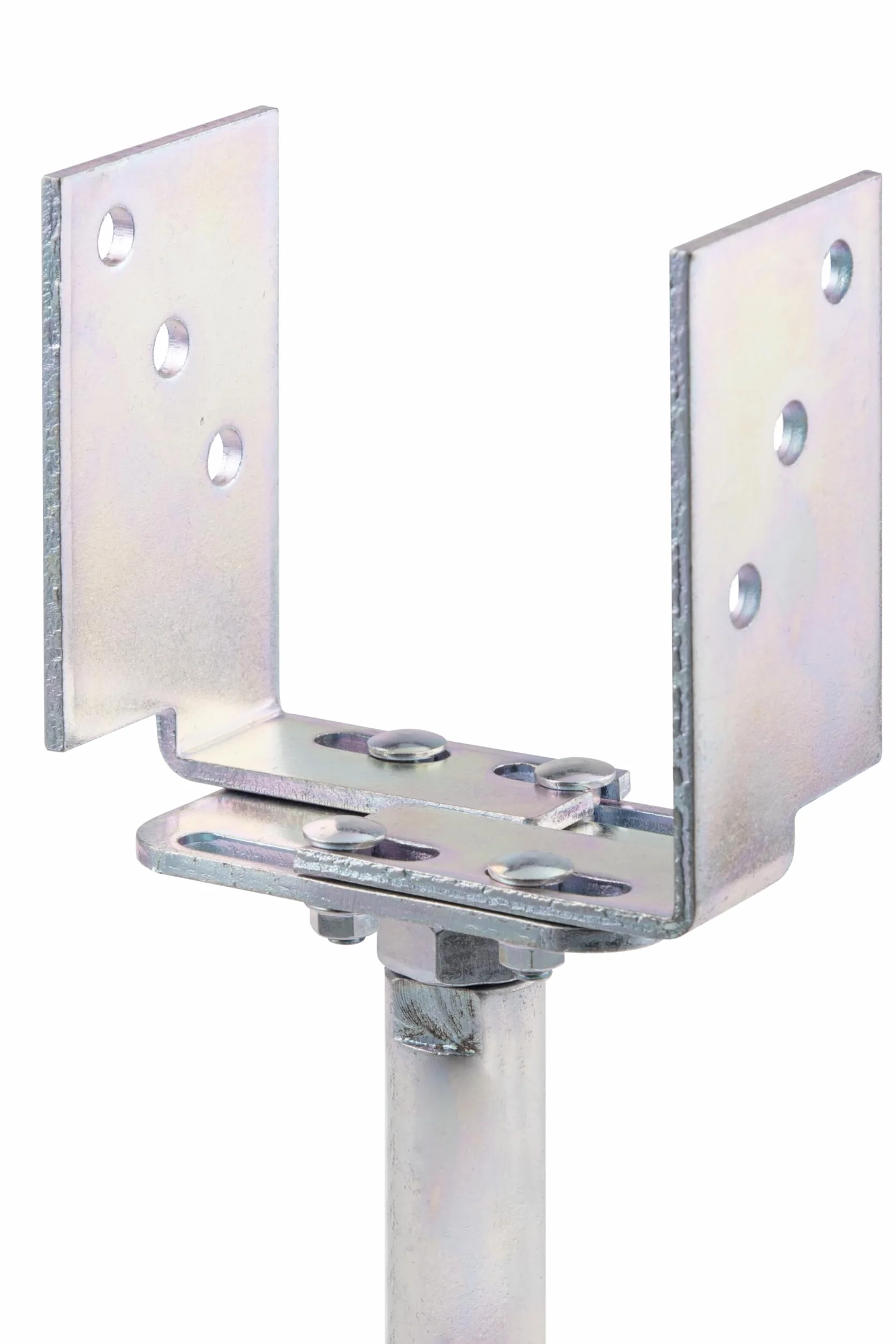 Alberts 218058 U-Pfostenträger | höhen- und breitenverstellbar und zum Aufschrauben | galvanisch verzinkt, dickschichtpassiviert | Breite 71 - 161 mm | Höhe 150 - 190 mm