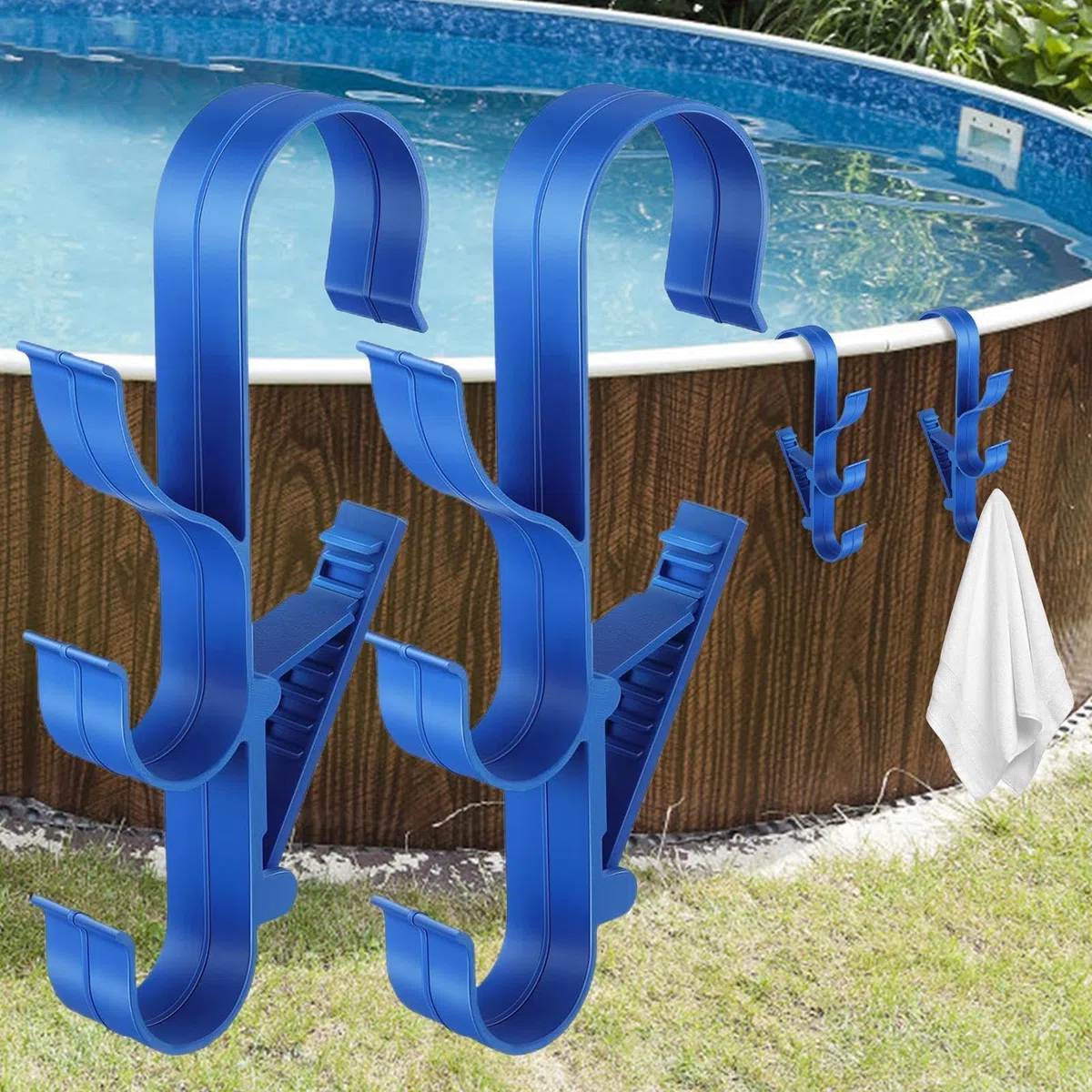 2 Stücks Poolstangenhaken, Pool Aufbewahrung Halterung, Lagige Pool Stangen Aufhänger, Poolzubehör, Für Blätterkescher Handtücher Teleskopstangen Bürsten