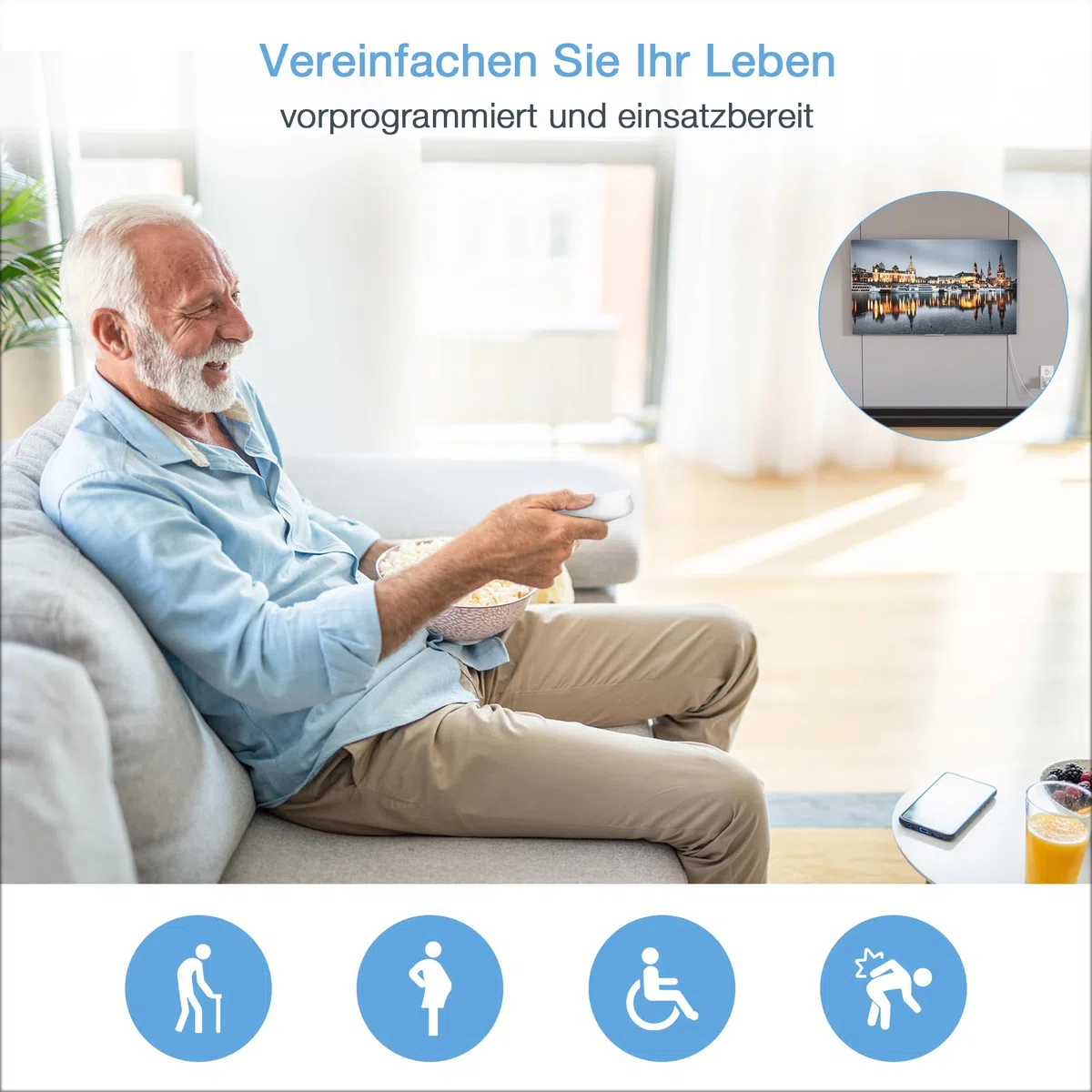 TESSAN Funksteckdose mit Fernbedienung, Steckdose mit Fernbedienung 30,5M Reichweite, 3600W innen, Schaltbare mit Magnetische, Programmierbar