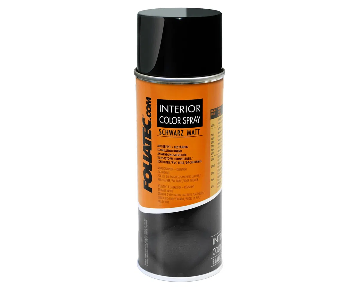 Foliatec Interior Color Spray Farbspray für Kunststoffe, Kunstleder und Leder, schwarz matt, 400 ml