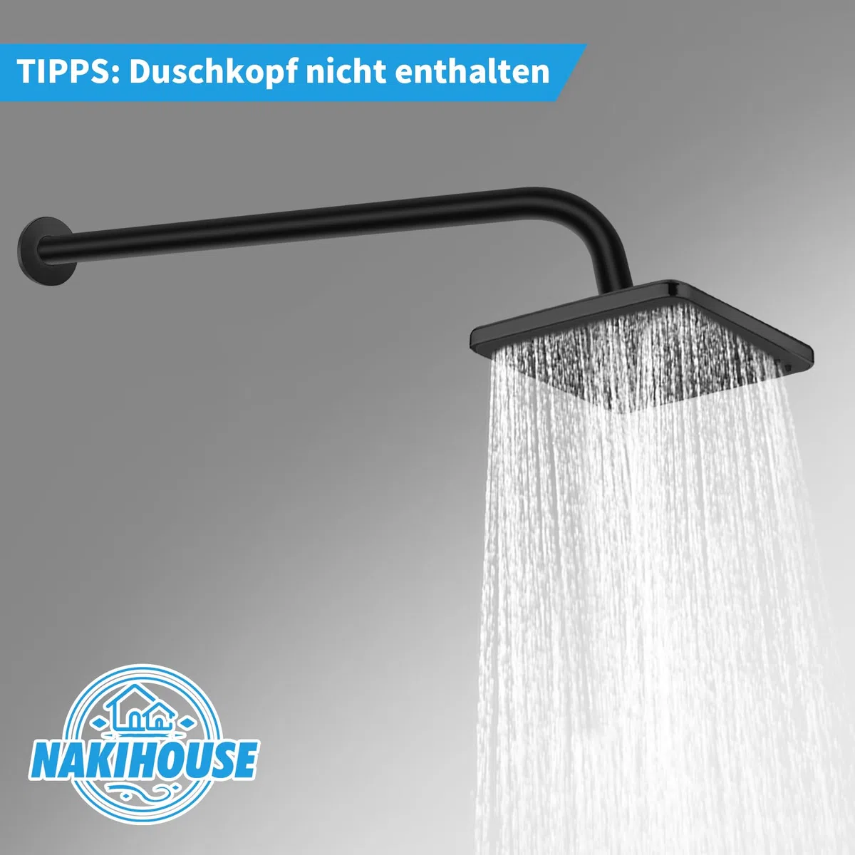 Brausearm, 40cm Edelstahl ‌Rund Wandarm Duscharm für Regenduschkopf Wandmontage (Nein Enthalten Duschkopf), Schwarz Duscharm