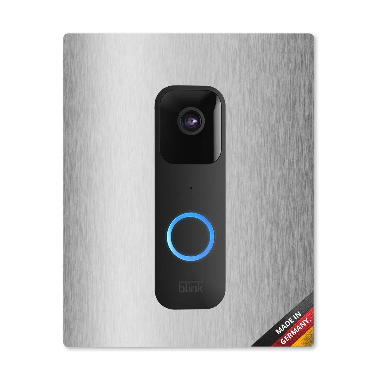 iSecur Blende passend für Blink Akku-Videotürklingel aus Edelstahl I Video-Doorbell I Klingelschild I 140 x 175 mm I Türstation Platte für Klingel I az186