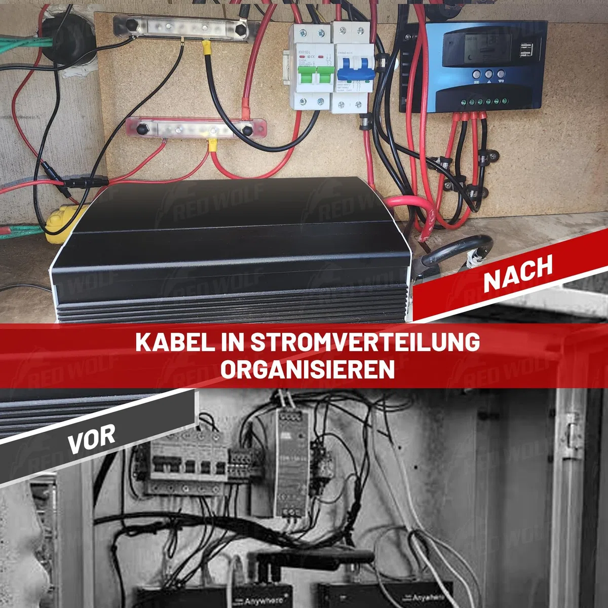 RED WOLF 150A Sammelschiene Verteilerblock 12V-48V DC für Auto Marine RV Wohnmobil Lkw Elektrik System Klemmleisten, Positive Masse Stromverteilungsblock Busbar mit 6 x M4 & 4 x M6 Klemmenbolzen