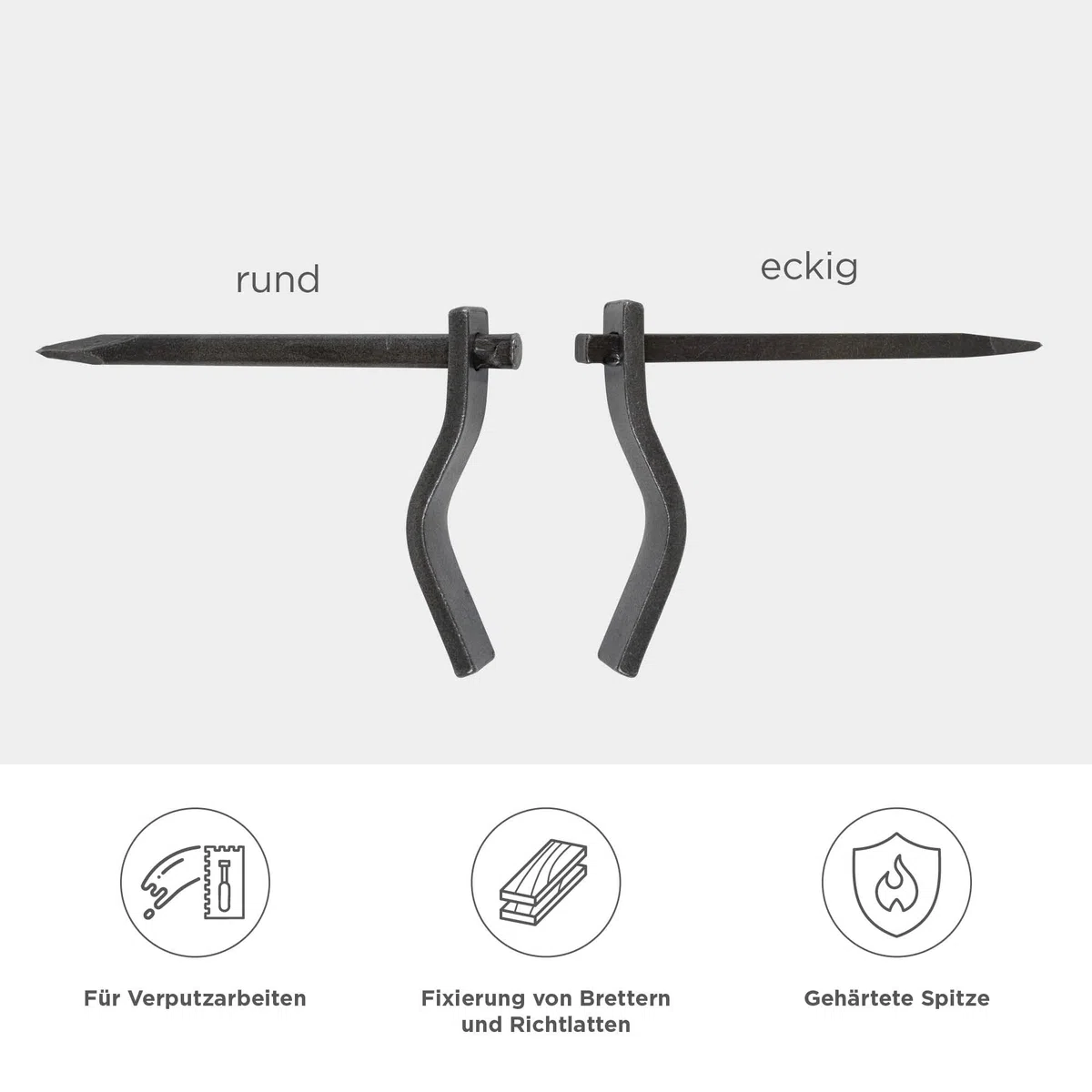 blizz-z Putzhaken rund Länge: 160 mm (4 Stück) | Schnellputzhaken, Maurerhaken | Made in Germany