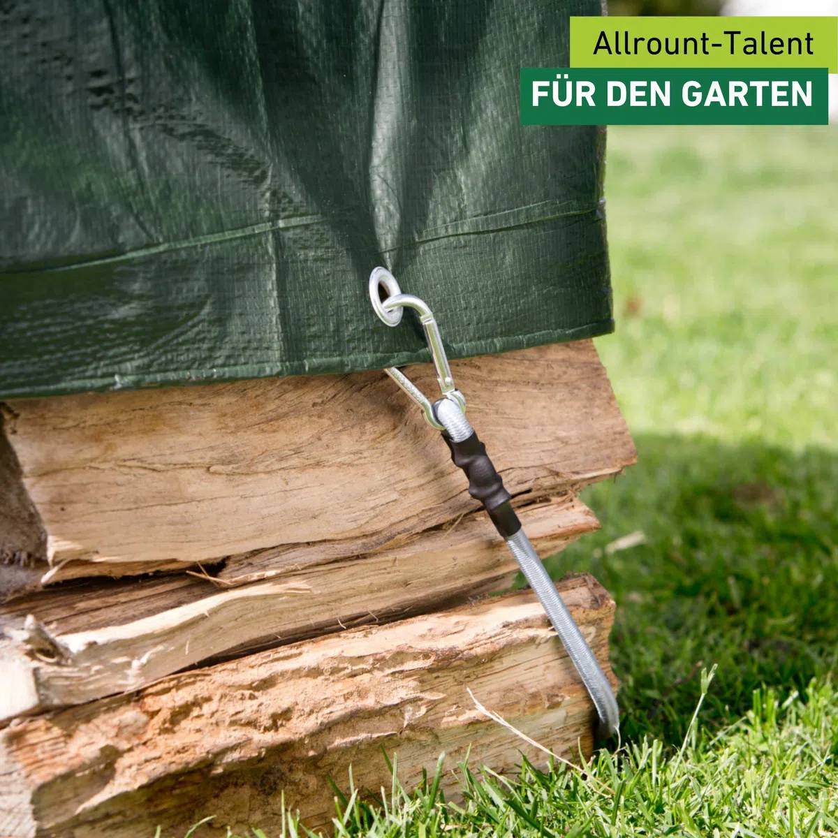 Windhager Expanderseil, 4 Stück, 70 cm, Schwarz, mit Karabinerhaken, zur Transportsicherung, 10979
