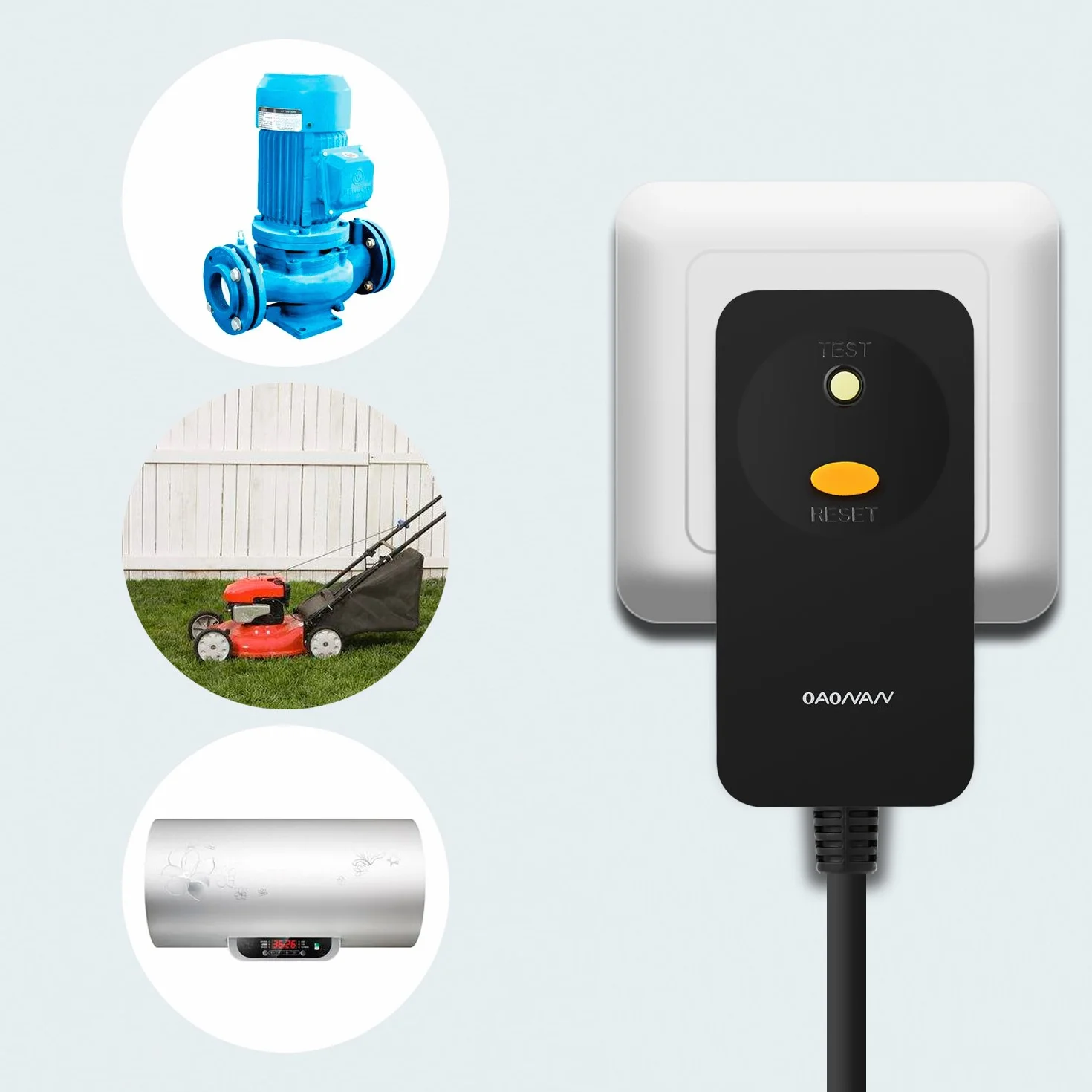FI Schutzschalter Personenschutz Stecker Ersatzstecker 10mA Fehlerstromschutzschalter 220-250VAC 16Amp - Schwarz