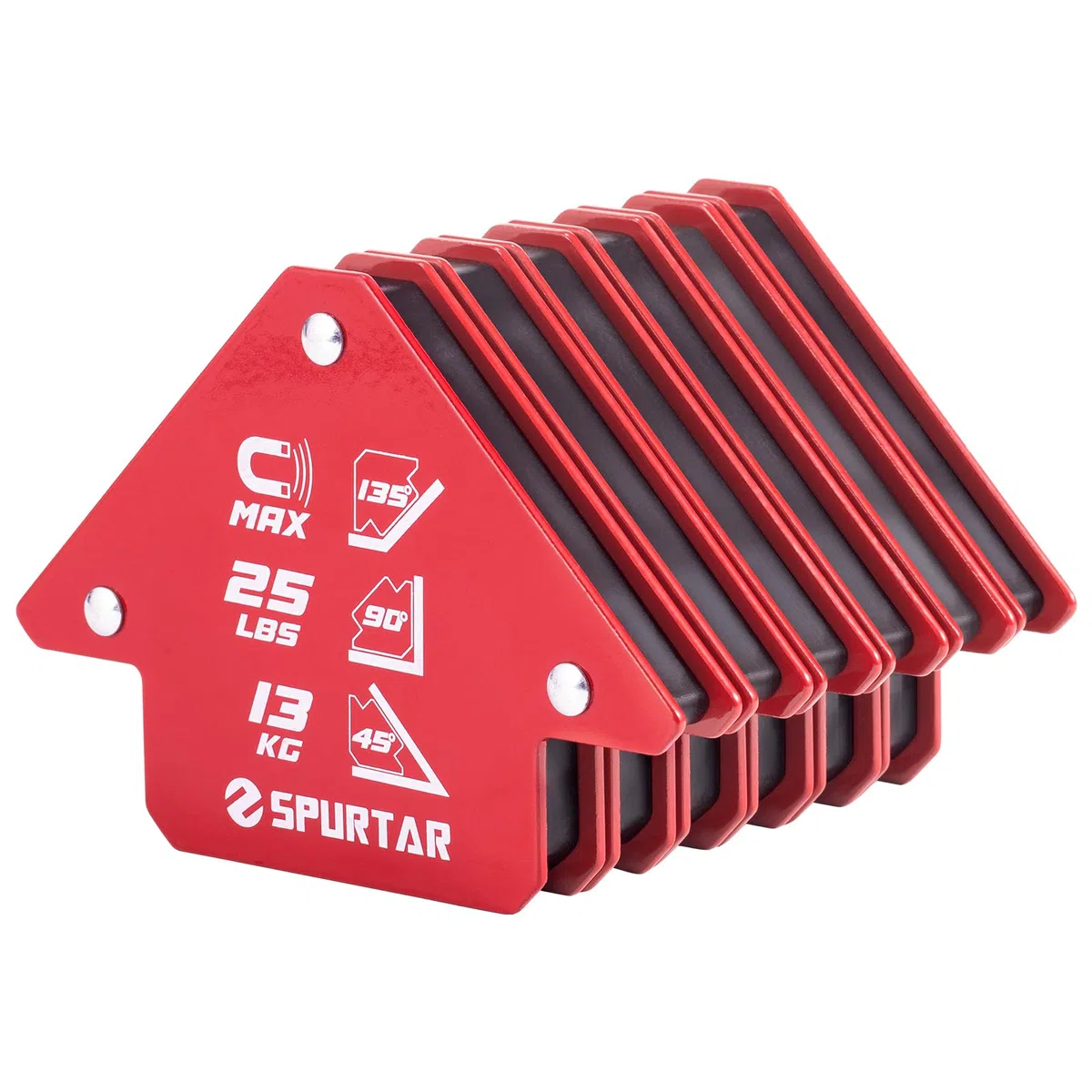 Spurtar 6 Stücke Schweissmagnet Set, 13KG Schweißmagnete und Klemmen, Starker Magnetwinkel Schweißwinkel, Pfeilmagnet, Metallarbeiten, Mig-Werkzeuge und Ausrüstung, 45, 90, 135 180 Grad
