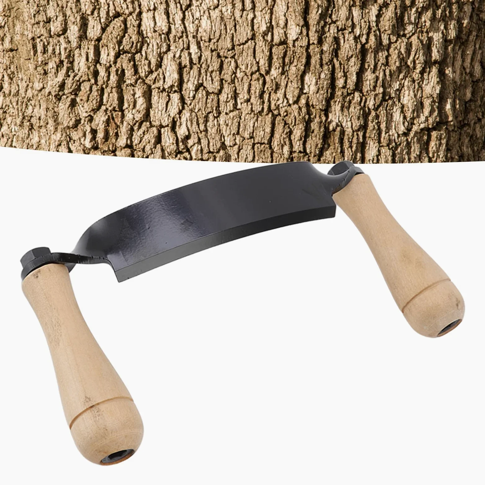 Ziehmesser Rindenmesser Klinge aus Wolframstahl Komfortabler Holzgriff Präzise Rasur Hohe Schärfe Gebogenes Ziehmesser Für Holzeinrahmer Holzdreher Und Schnitzer(10 Zoll)