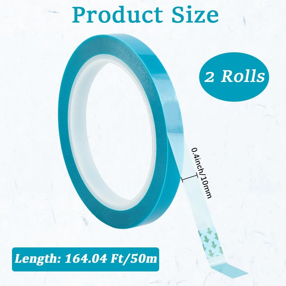 craspire 2 Rolle Blaues Slick Tape 0,41 Zoll x 164 Fuß Transferband Transparente Folie PET Klebstoff Rutschiges Schutzetikettenband Zum Befestigen von Schubladen Kühlschränken Klimaanlagen