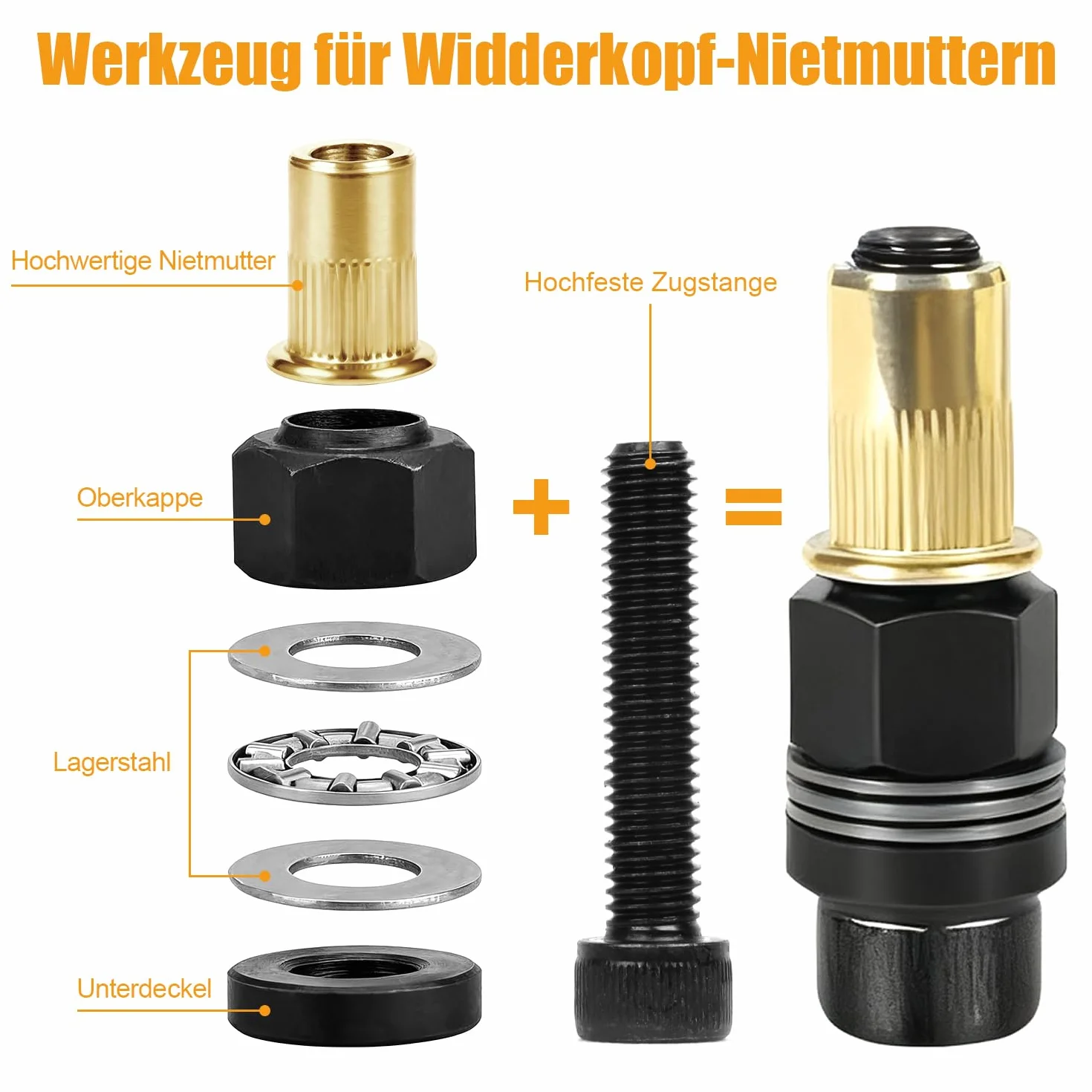 Nietmuttern Gewindenieten Einpressmuttern Einziehmuttern für M3 M4 M5 M6 M8 M10 M12 217Stk Nietenzange Nietmuttern für Nietmutter Werkzeug Manuelle Nietmaschine (je 30 Muttern)