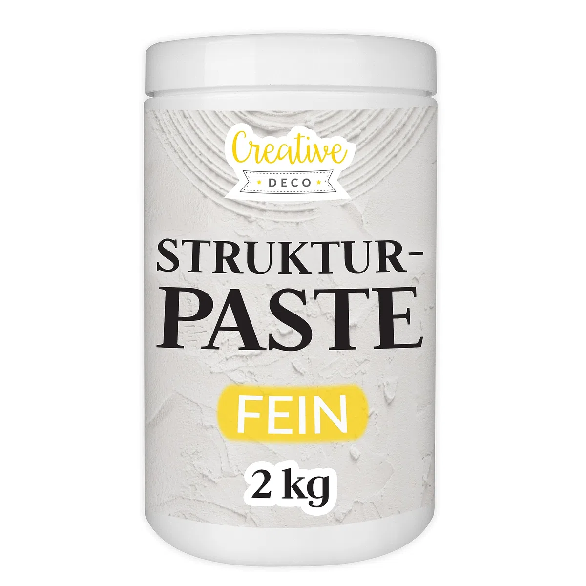 Creative Deco Strukturpaste Feinkörnig 2 kg | Weiße Spachtelmasse für Acrylmalerei | Feinpaste für Kunstprojekte, Acrylfarbe, DIY, 3D-Effekte, Texturen | Einfach mit Palettenmesser aufzutragen