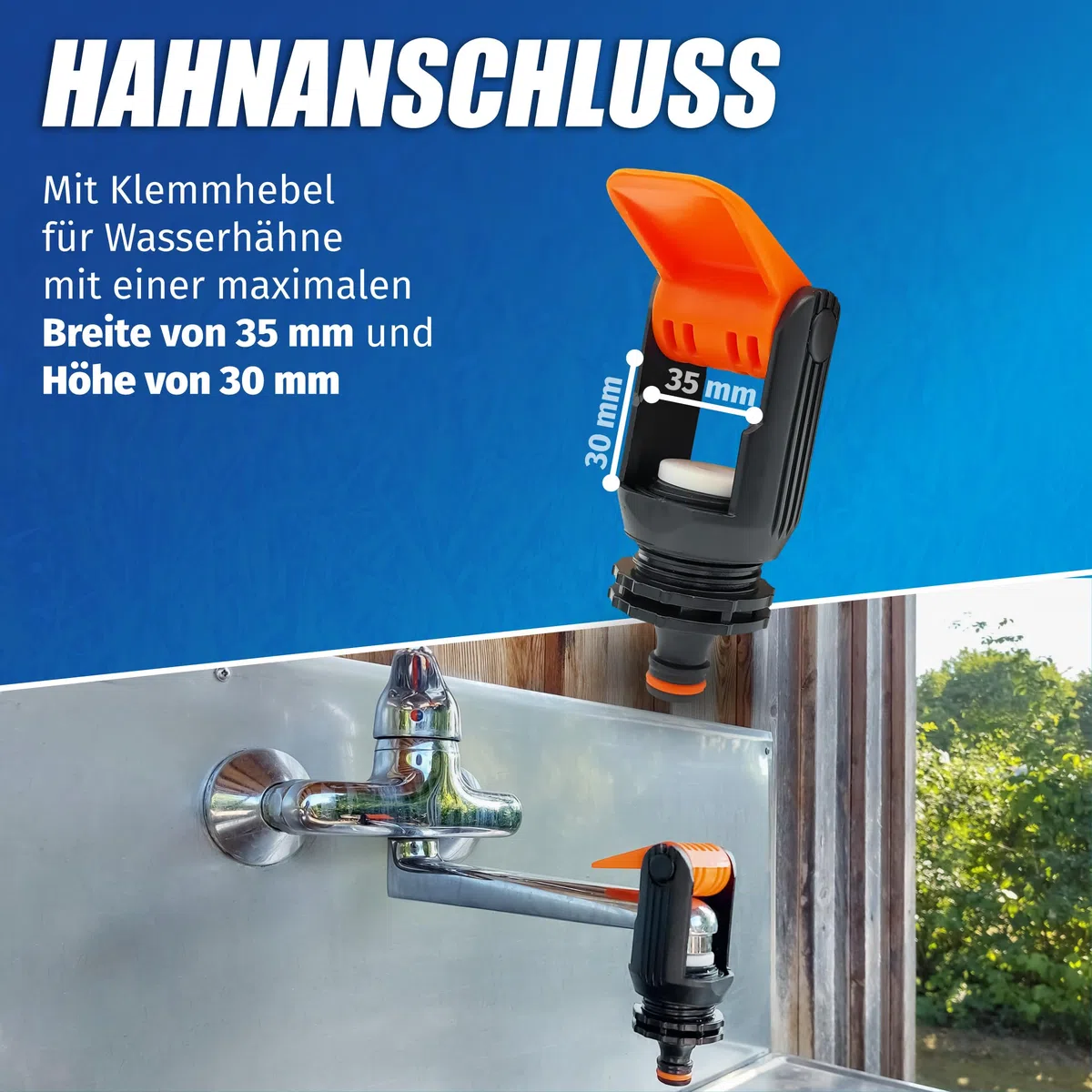 MaJoCompTec® ALLCONNECT universal Wasserhahn Anschluss Set | verstellbarer Wasser Hahnanschluss für Aussenhahn ohne Gewinde | Wohnmobil Caravan Boot Adapter Set (Wasserdieb-Set)