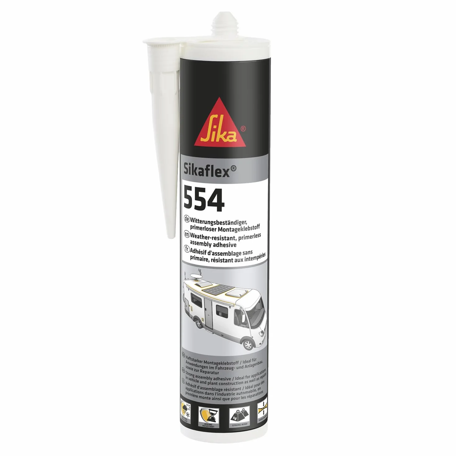 Sika – Montageklebstoff – Sikaflex-554 Schwarz – ideal für große Bauteile und hohe dynamische Belastung – alterungs- und witterungsbeständig – 300 ml