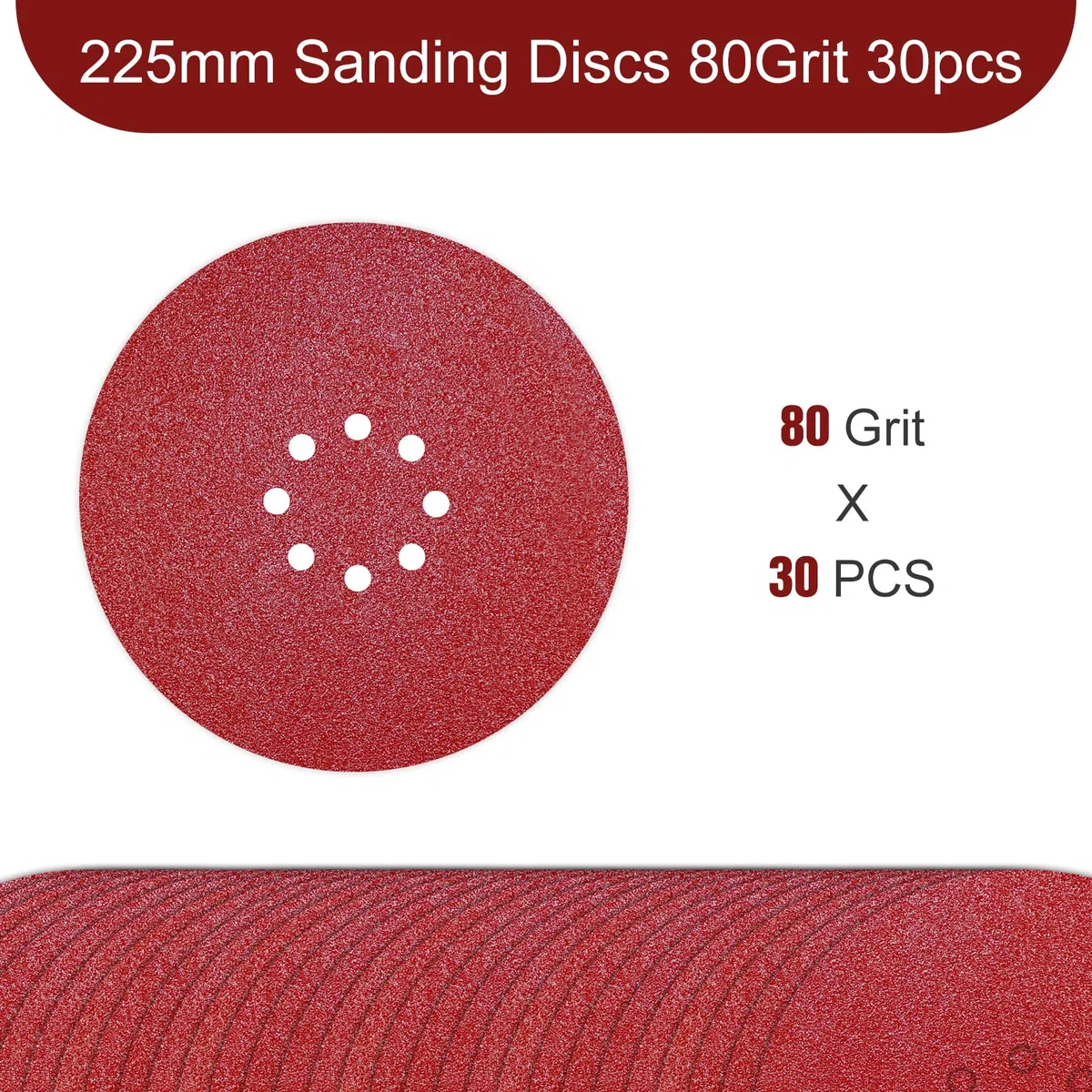 Schleifpapier 225mm Klett 80 Körnung 30Stück Schleifscheiben für 8 Loch Trockenbauschleifer Deckenschleifer Schleifteller