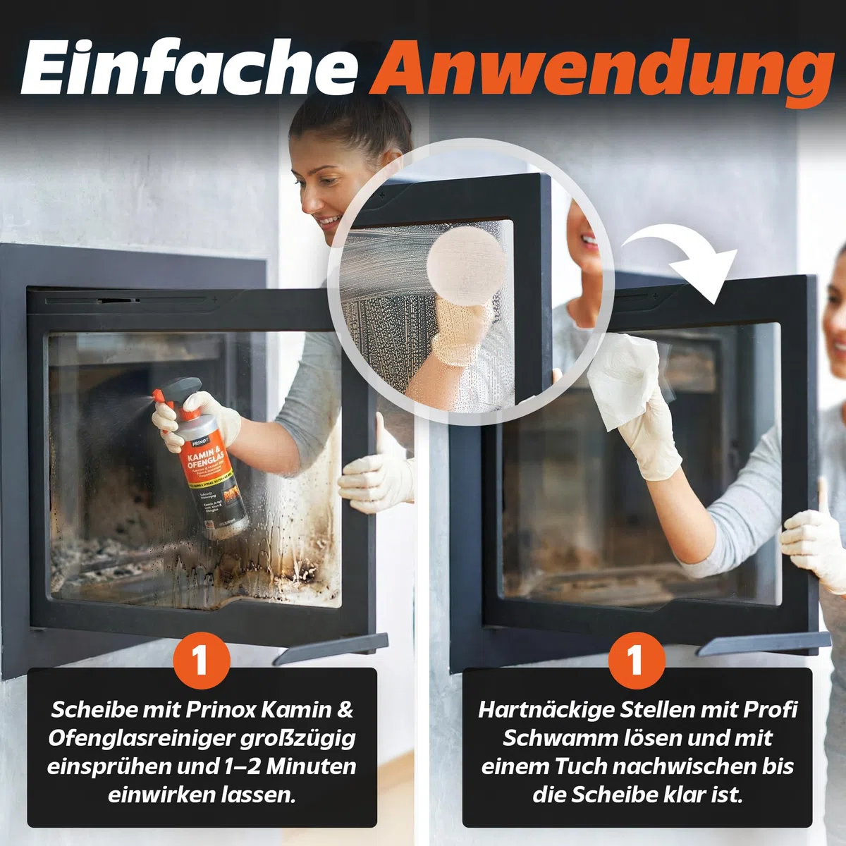 Kaminscheibenreiniger 550ml extra stark - Kaminglasreiniger gegen hartnäckigen Ruß an Ofenscheiben - Kaminreiniger zum Reinigen verrußter Kaminscheiben & Ofenglas