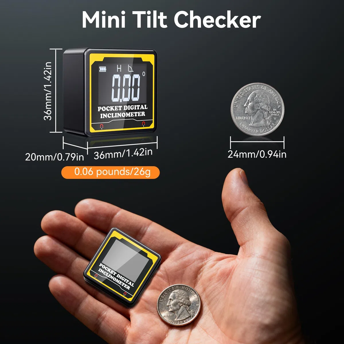 Preciva Digitales Winkelmessgerät, Neigungsmesser und Wasserwaage mit Magnetfuß und hintergrundbeleuchtetem Display gemäß IP54, Typ-C-Schnittstelle – Magnetische Gehrungslade für Holzbearbeitung