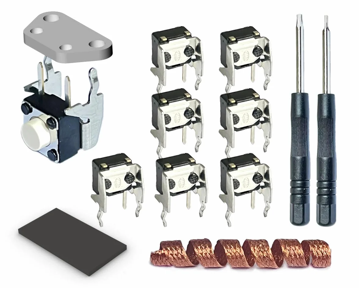 ElecGear 8x Taktiler Schalter + Entlöt-Heizplatte für Xbox Controller, Ersatz LB RB Stoßfängertaste und Spezielle Entlöt-Reparaturwerkzeuge inkl.